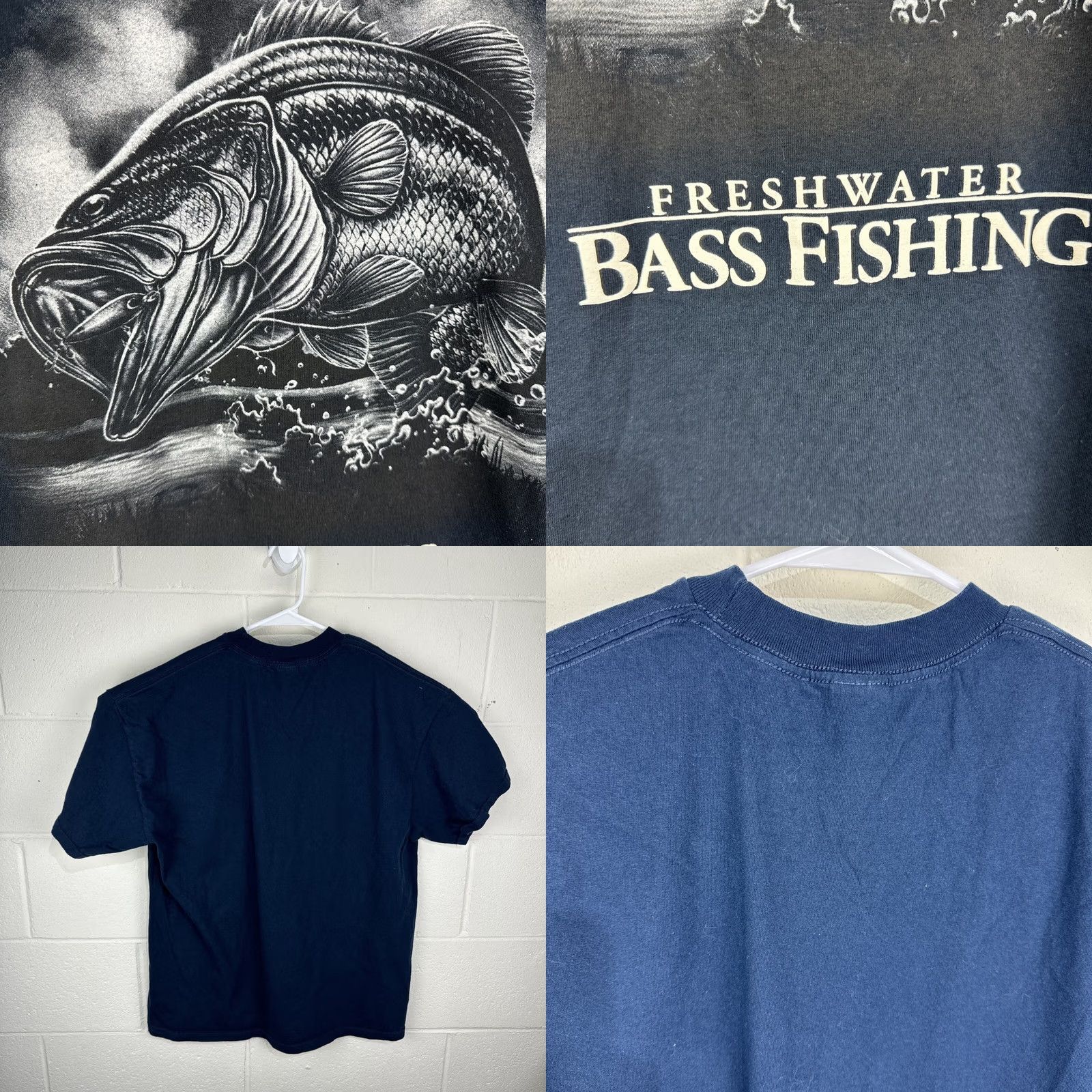 Vintage Vintage Freshwater Bass Fishing Shirt, XL, Blue Graphic, Mens, Unisex Size US XL / EU 56 / 4 - 8 Thumbnail