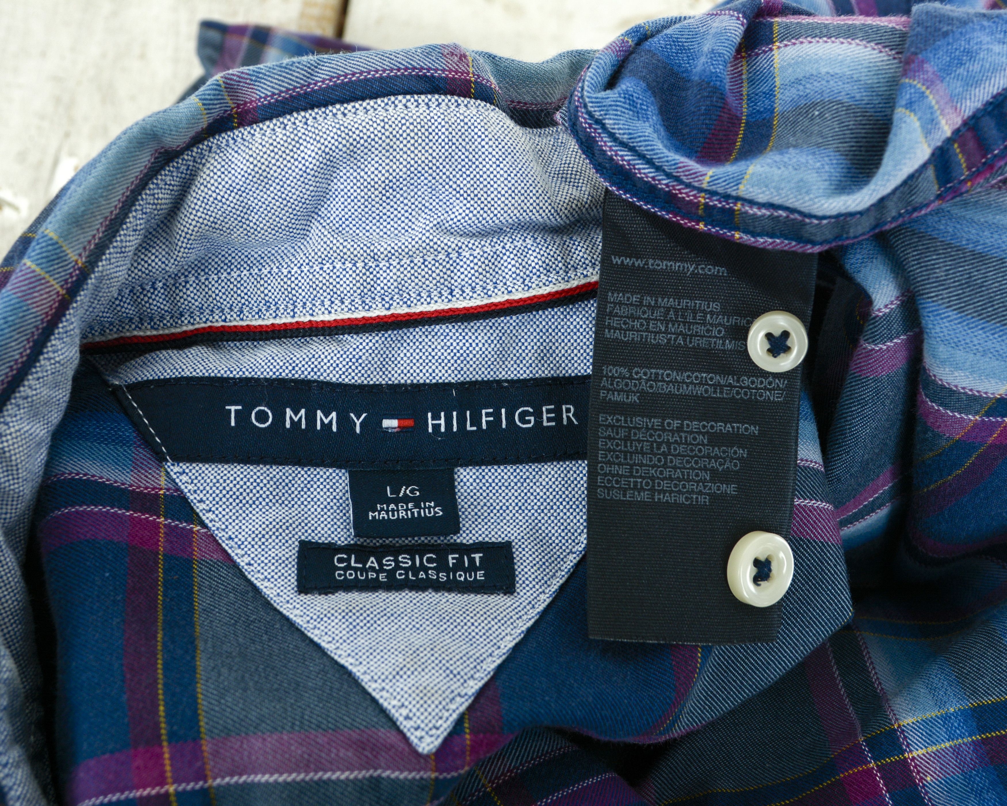 Tommy Hilfiger Casual Shirt Long Sleeved Button Check Plaid Purple Formal Size US L / EU 52-54 / 3 - 8 Thumbnail