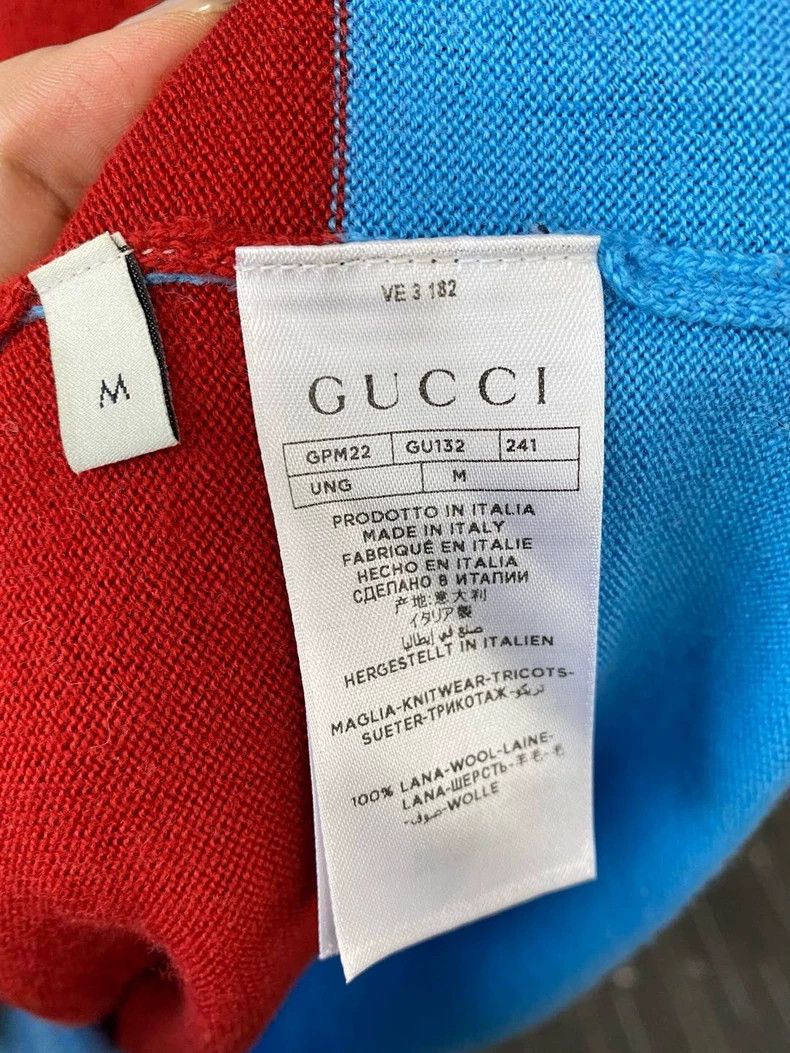 Gucci Gucci Red and blue color-blocked long-sleeved sweater 2502- Size US M / EU 48-50 / 2 - 4 Thumbnail