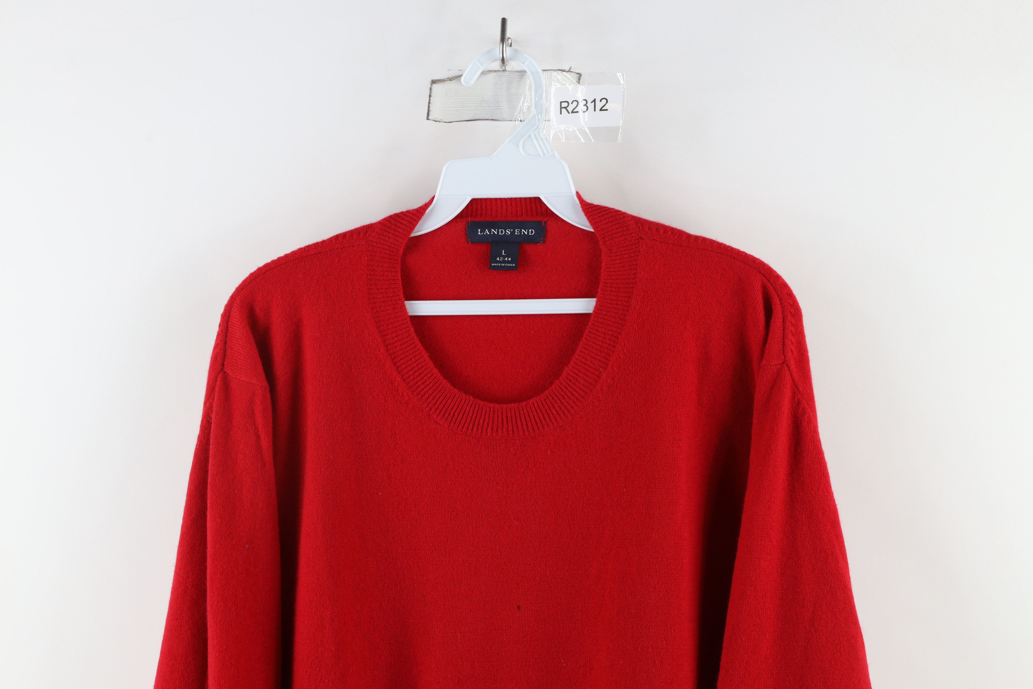 Lands' End × Vintage Vintage Lands End Blank Soft Cashmere Knit Sweater Red Size US L / EU 52-54 / 3 - 2 Thumbnail