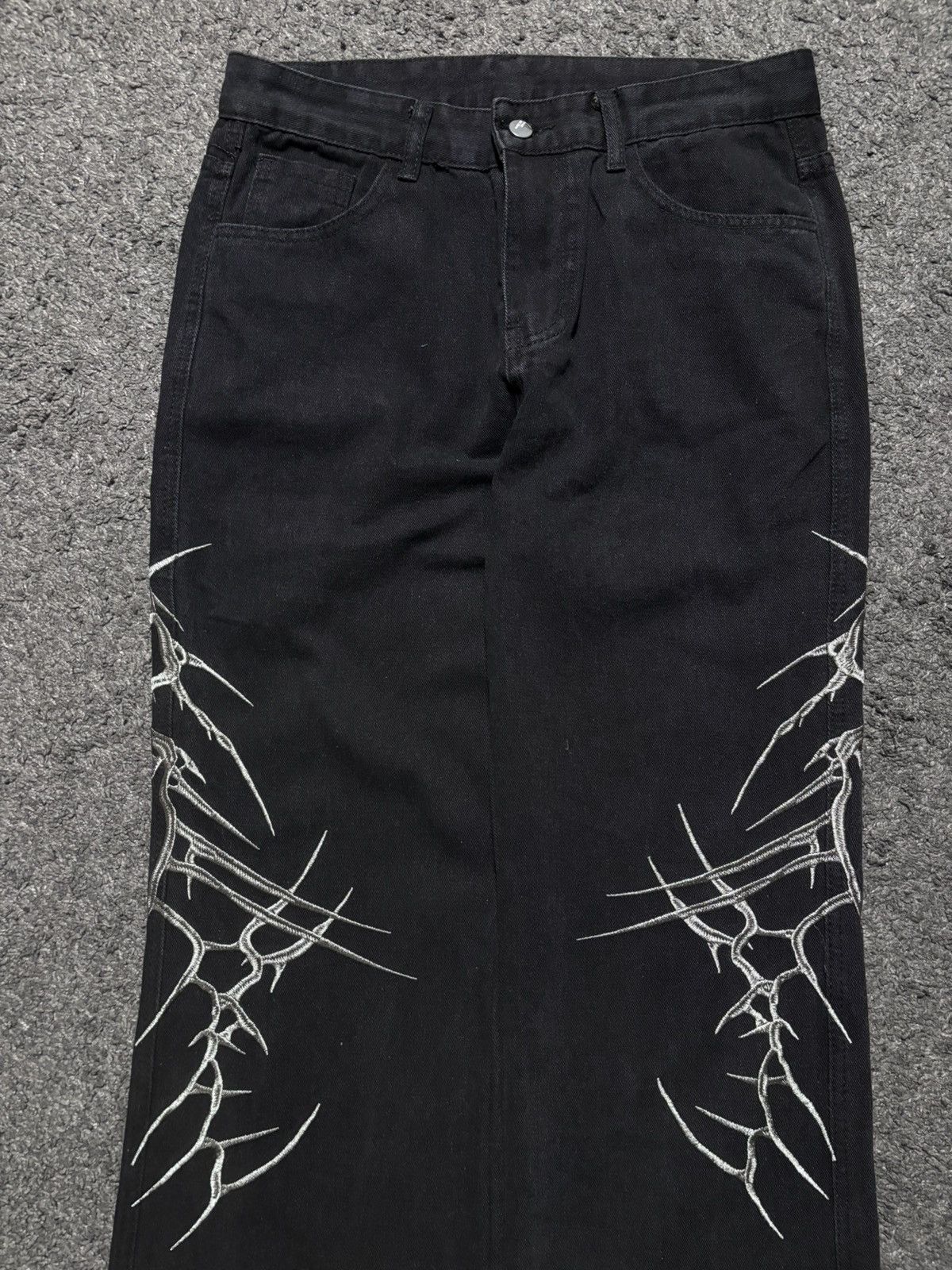 Jean × Vintage Vintage streetwear very rare spike silver flared black jeans Size US 34 / EU 50 - 4 Thumbnail