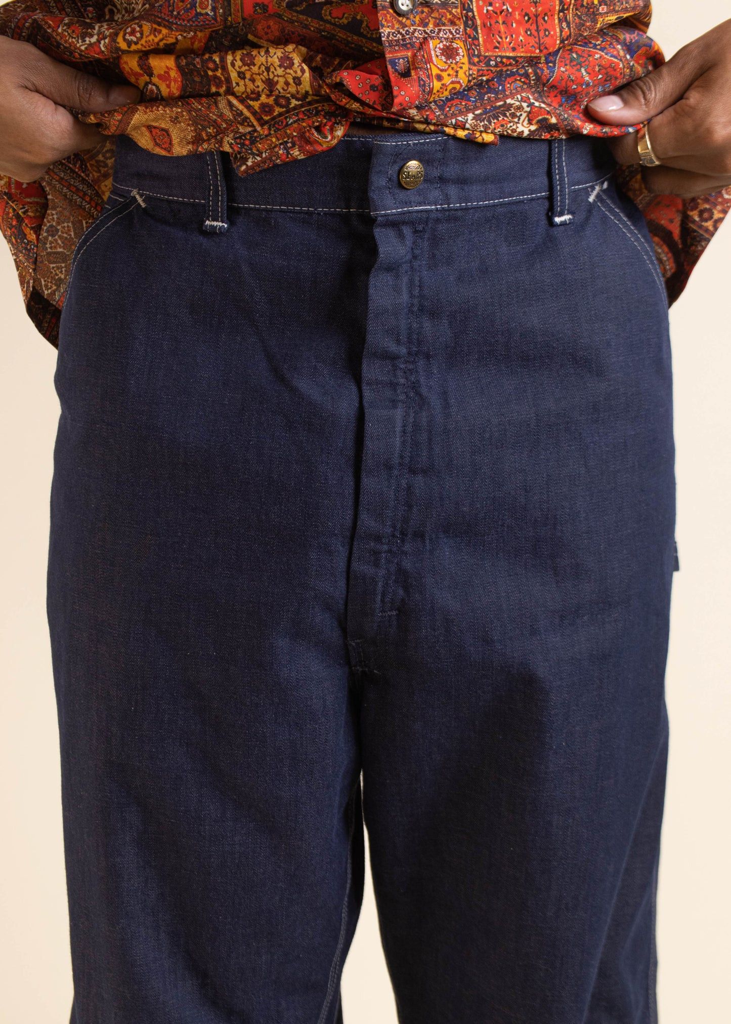 Bare Knuckles × Sears × Vintage 1960s Sears Darkwash Denim Carpenter Jeans Size US 38 / EU 54 - 4 Thumbnail