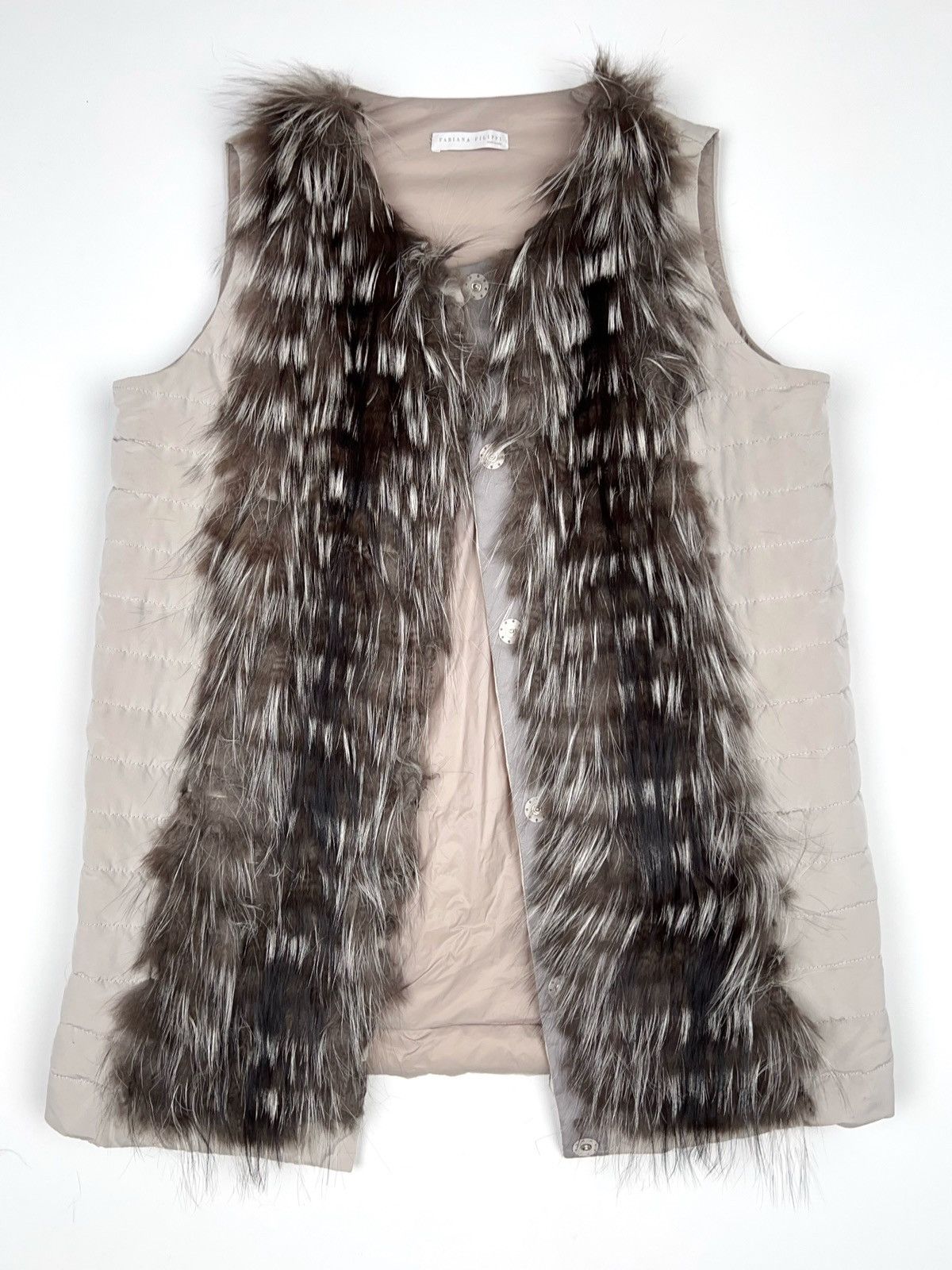 Fabiana Filippi Fabiana Filippi Fox Fur Goose Down Vest Beige Light Grey Size M / US 6-8 / IT 42-44 - 3 Thumbnail