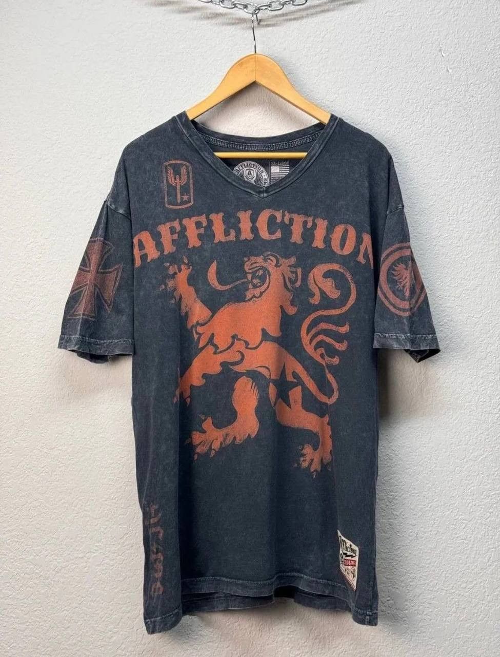Affliction × Vintage Affliction Double Skull Tee Vintage Black Size US XL / EU 56 / 4 - 7 Thumbnail