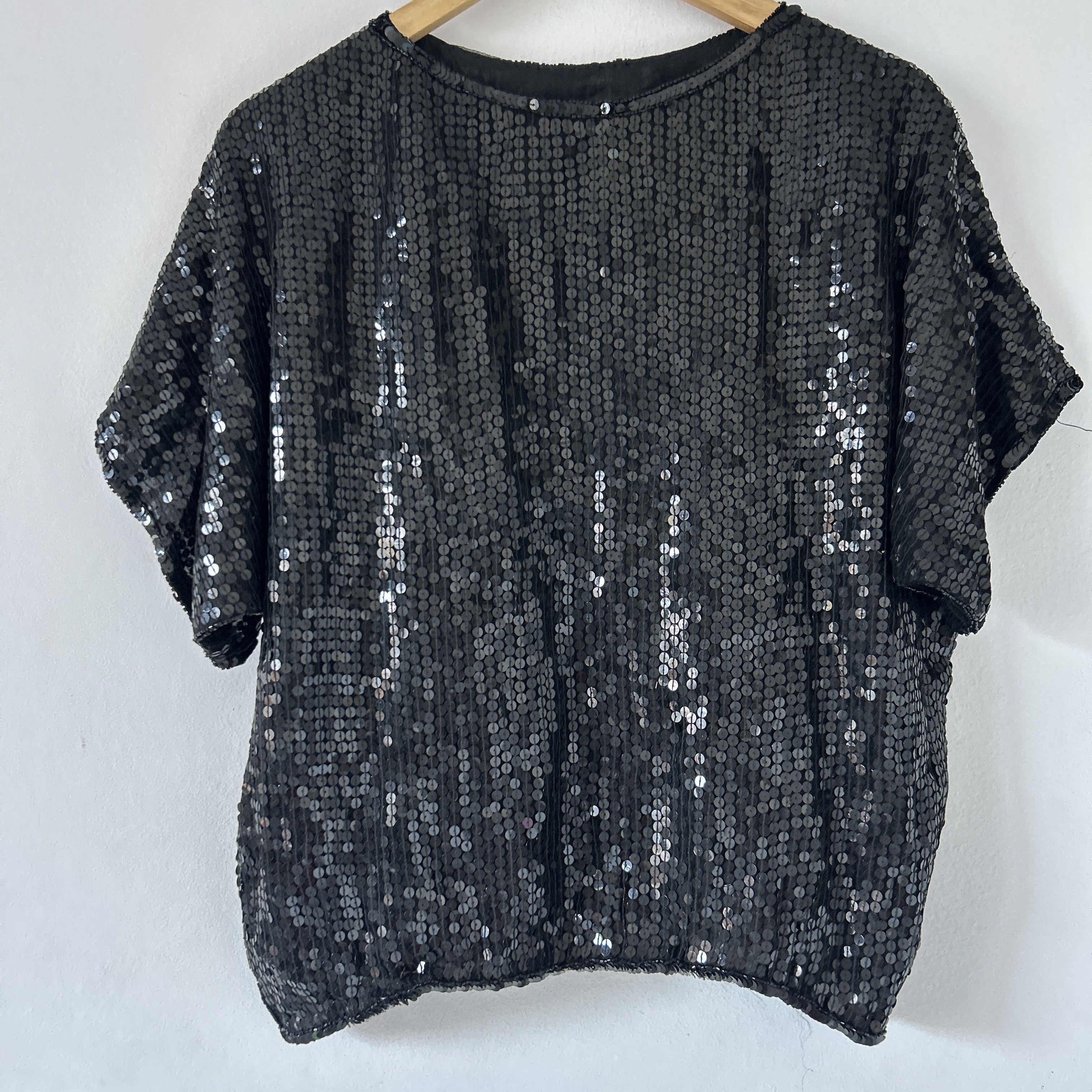 Vintage Vintage 80s Disco Black Sequin Top Size L / US 10 / IT 46 - 8 Thumbnail