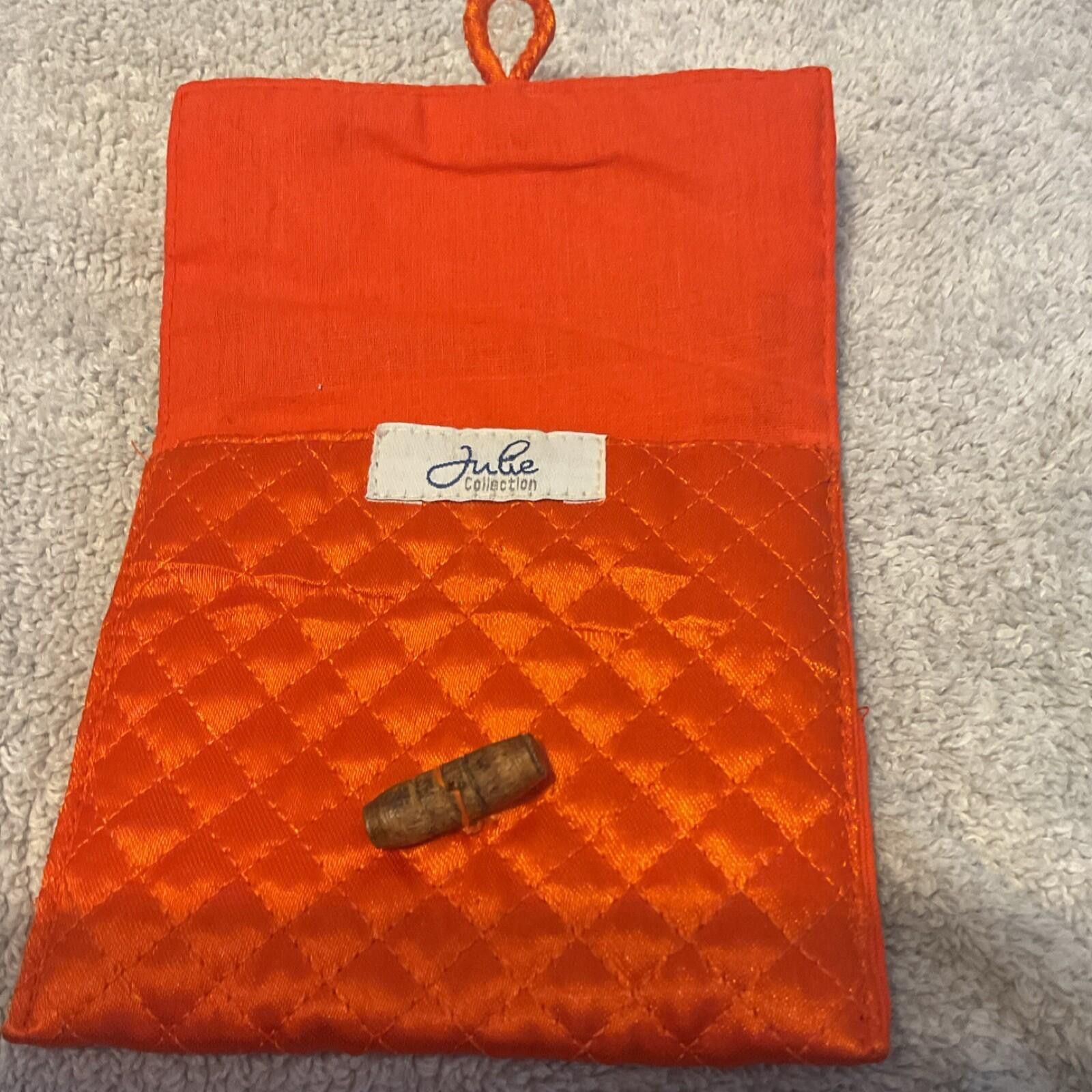 Other Julie Collection Orange Satin Quilted Pouch w Button, Lined Size ONE SIZE - 2 Thumbnail