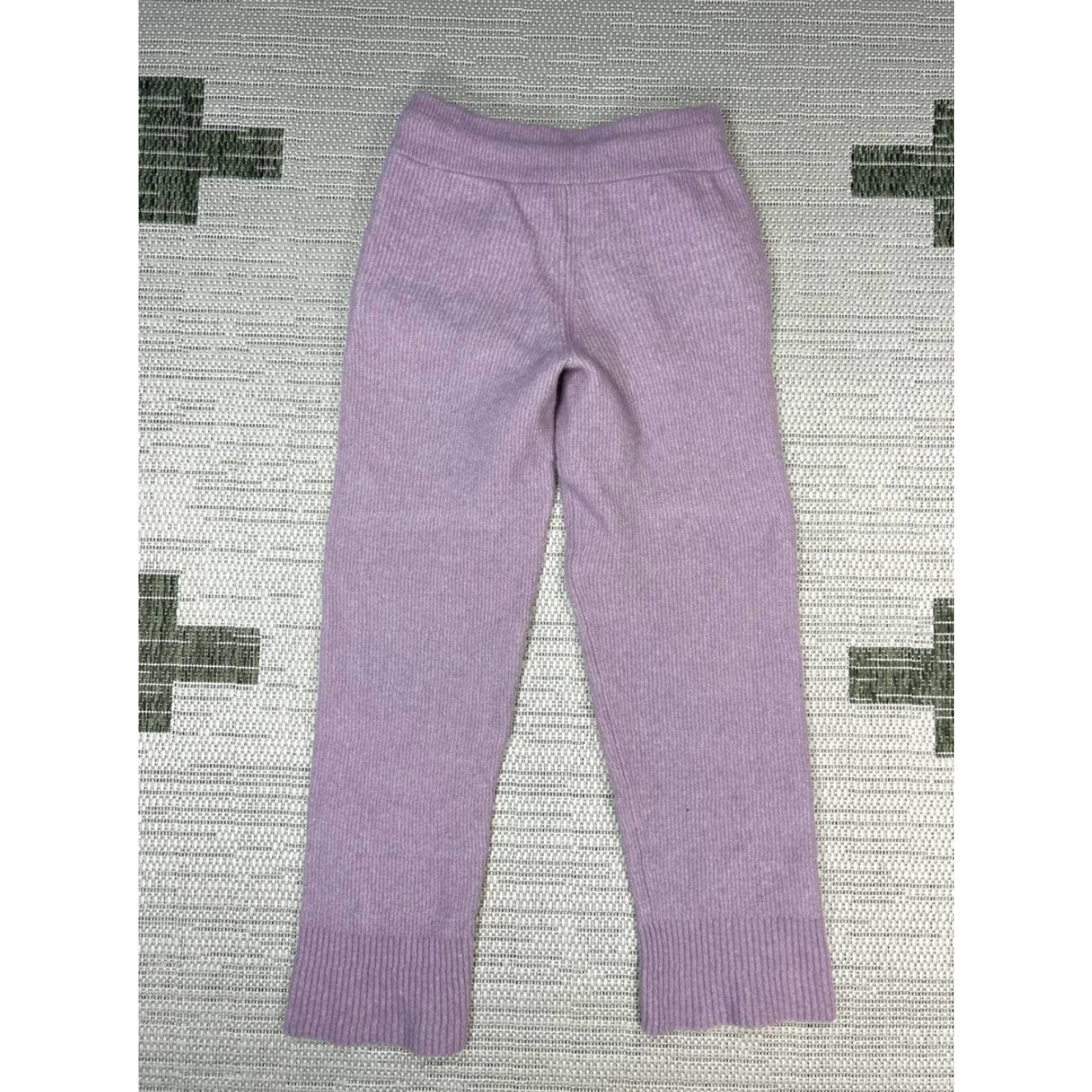 Everlane VINTAGE Everlane The Cozy Sweatpants Womens Small Purple Wool Stretch Mid Rise Straight Size 42" / US 20 - 2 Thumbnail