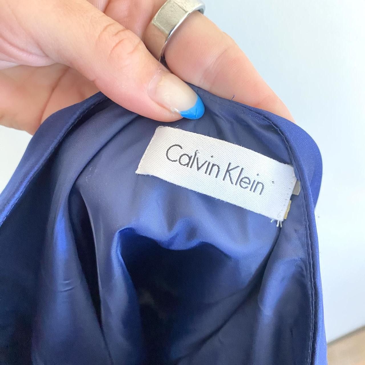 Calvin Klein CALVIN KLEIN NWT NAVY BLUE MIDI WOMENS 6 DRESS SILKY Y2K Size M / US 6-8 / IT 42-44 - 8 Thumbnail
