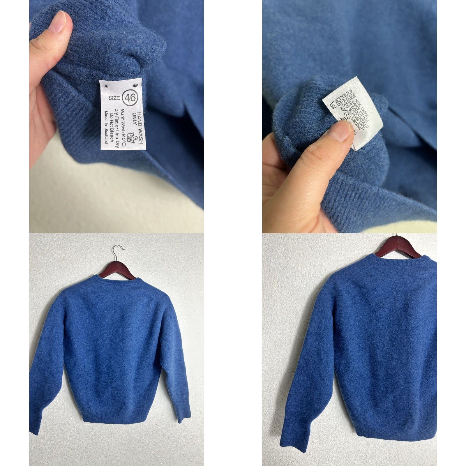 Vintage VINTAGE The Scotch House Mens 46 Blue V Neck 100% Lambswool Sweater Size US XXL / EU 58 / 5 - 8 Thumbnail