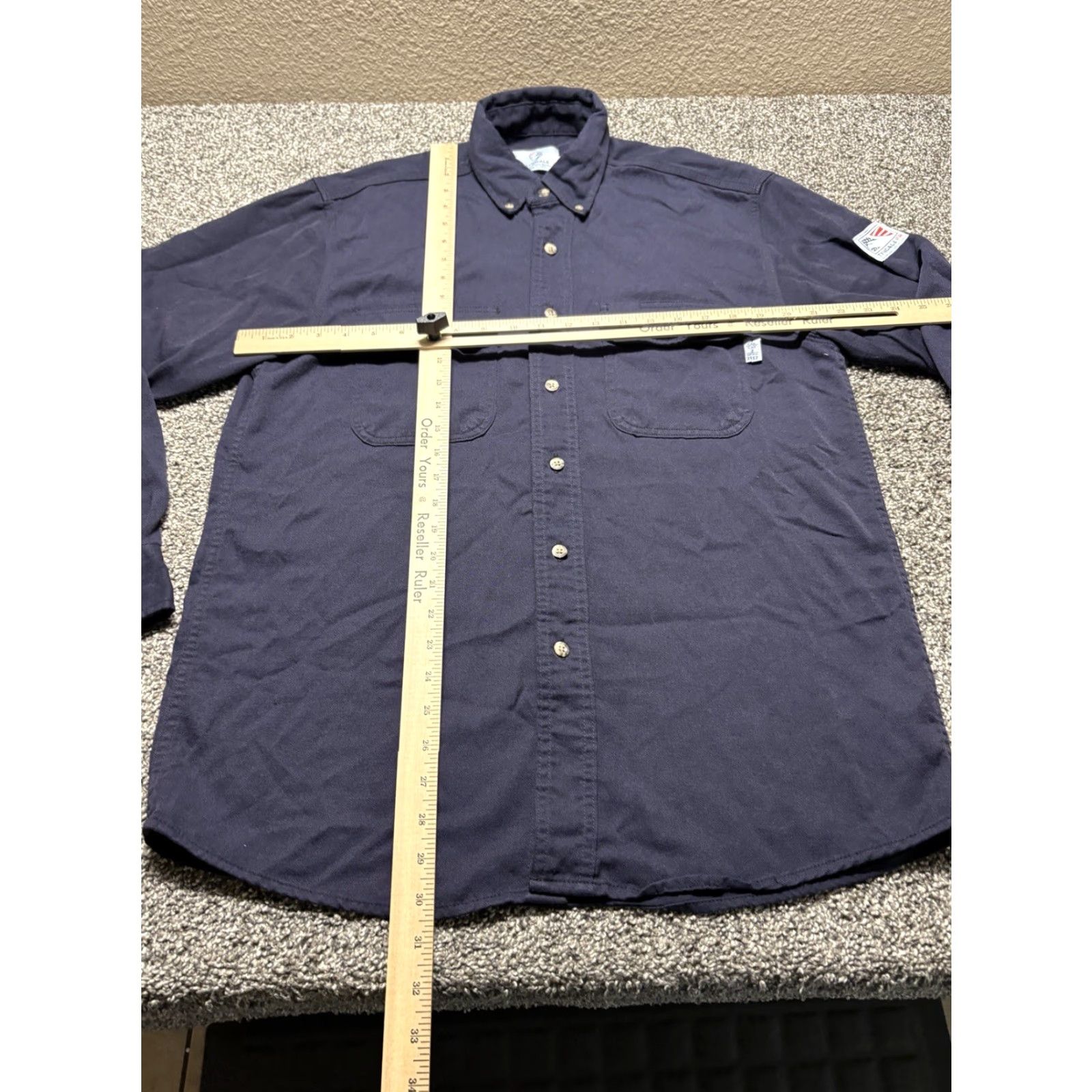 Vintage Tyndale FR Shirt Mens Medium Button Up Flame Resistant Button Up Navy Blue Cotton Blend Size US M / EU 48-50 / 2 - 5 Thumbnail