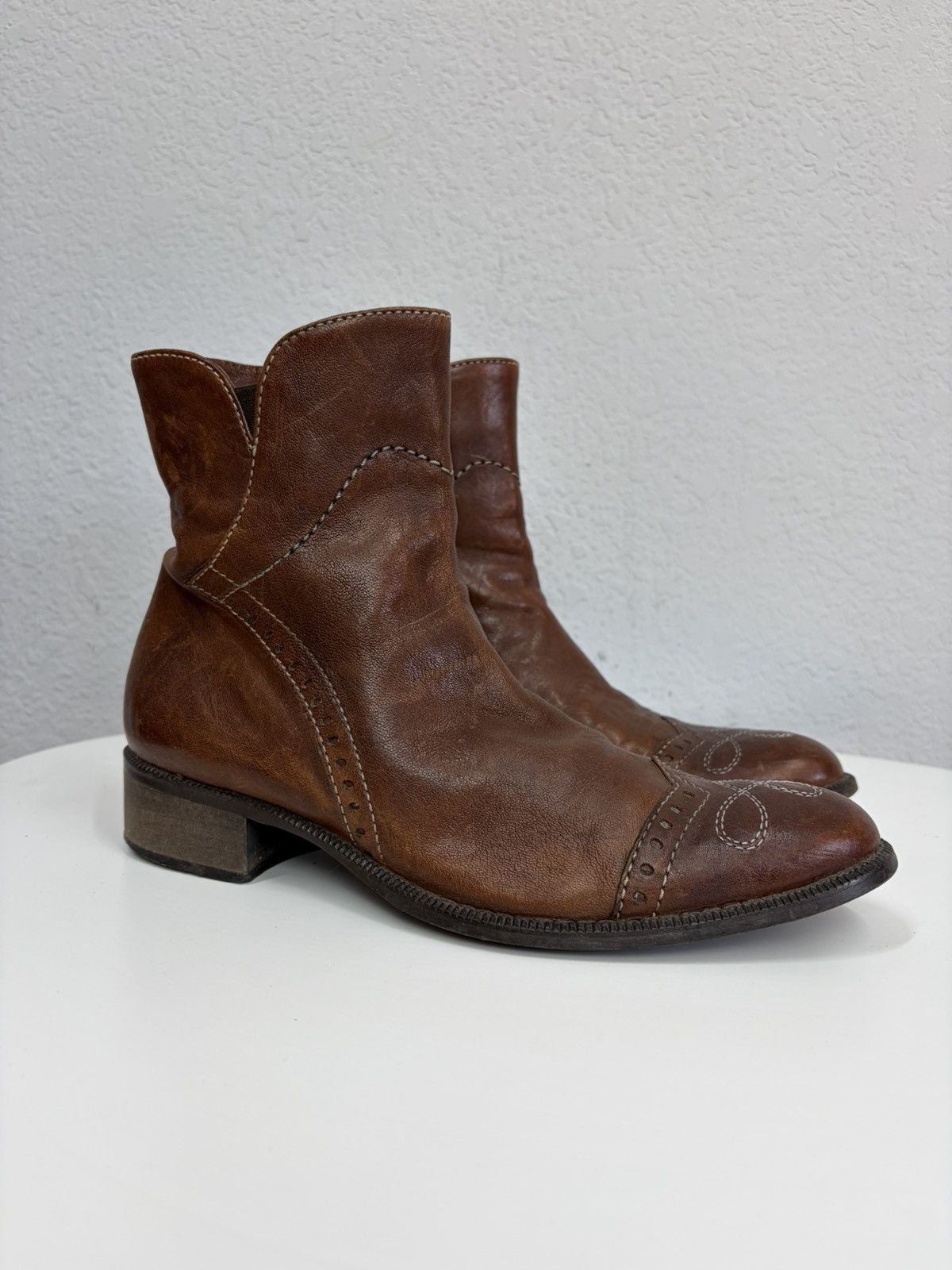 If Six Was Nine Vintage Y2K Guidi CCP Style Distressed Leather Biker Boots Size US 7 / EU 40 - 3 Thumbnail