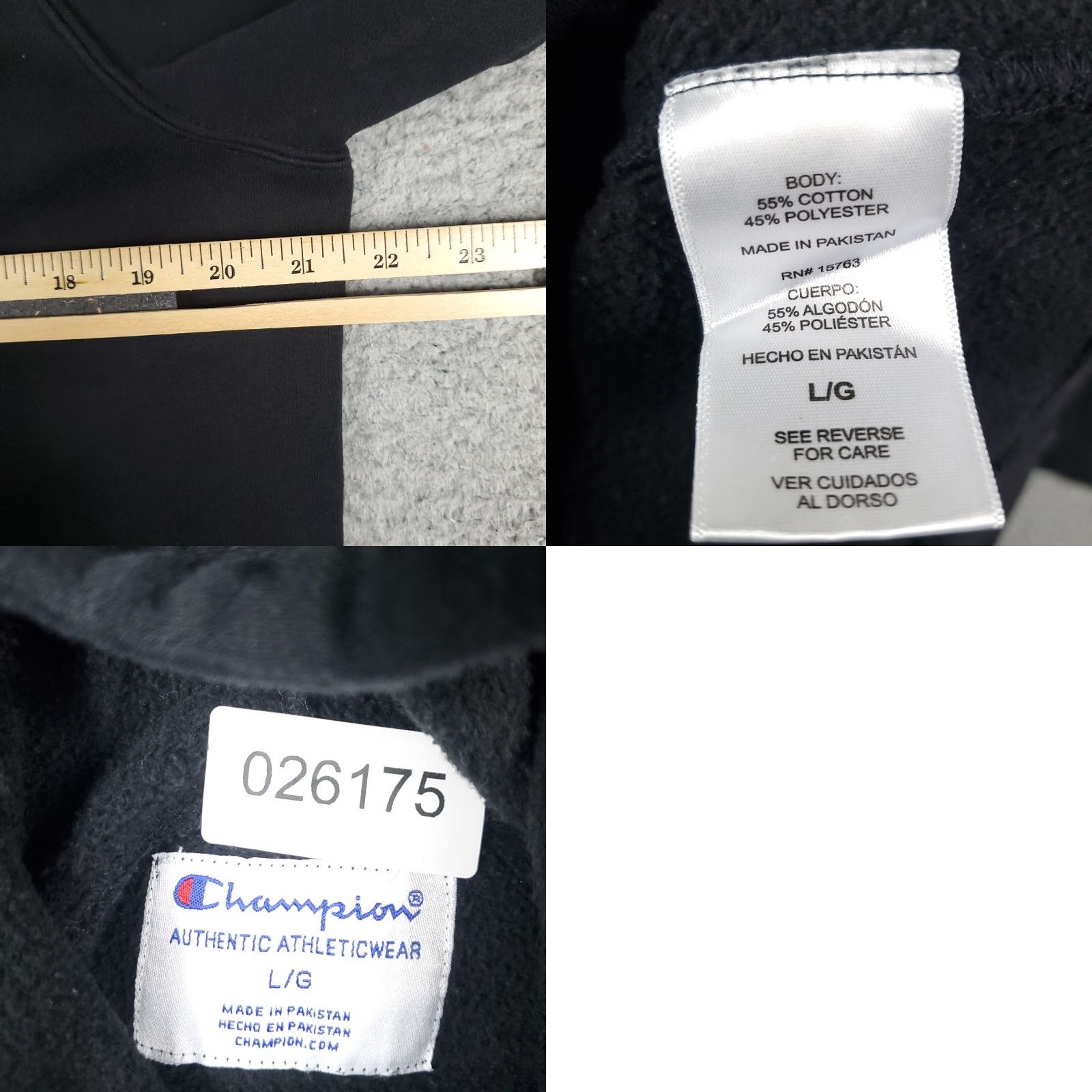 Champion VINTAGE Champion Hoodie Pullover Adult Large Black Casual Men’s Fleece Logo Sweatshirt Size US L / EU 52-54 / 3 - 8 Thumbnail