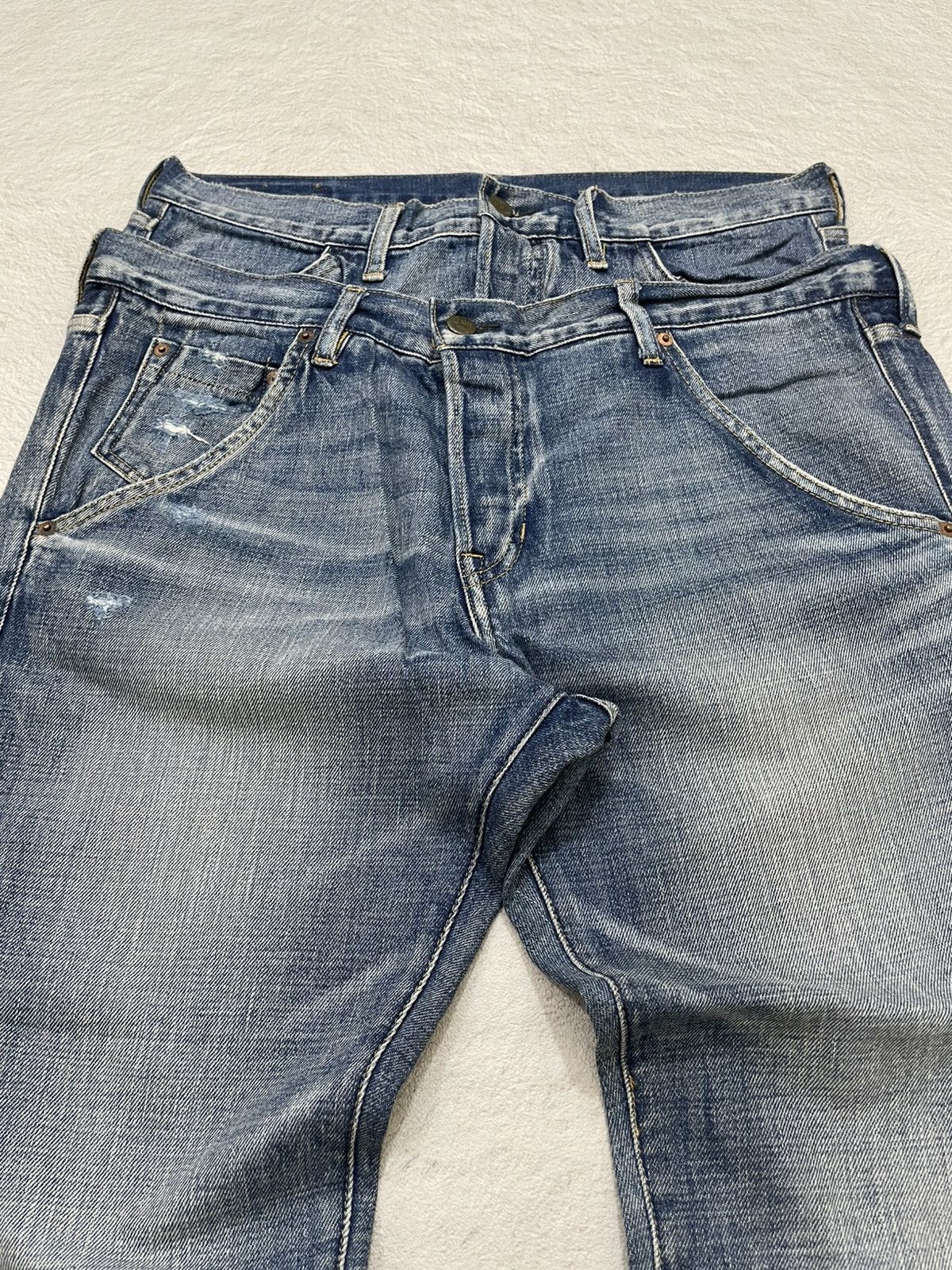 Japanese Brand 2000s Rnasweat Double Waist Distressed Button Fly Y2K Size US 34 / EU 50 - 4 Thumbnail