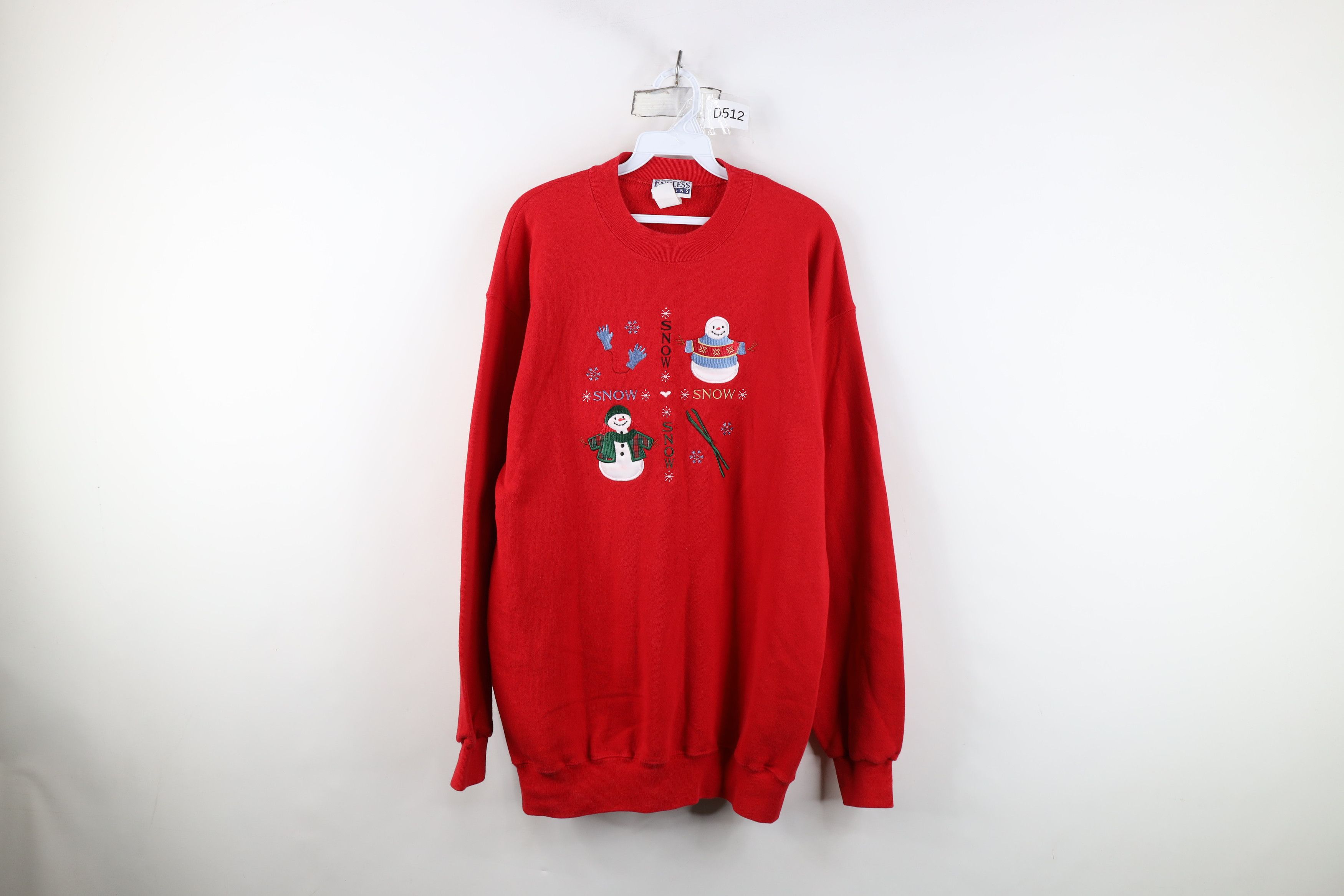 Vintage Vintage 90s Streetwear Christmas Snowman Sweatshirt Red Size L / US 10 / IT 46 - 1 Thumbnail