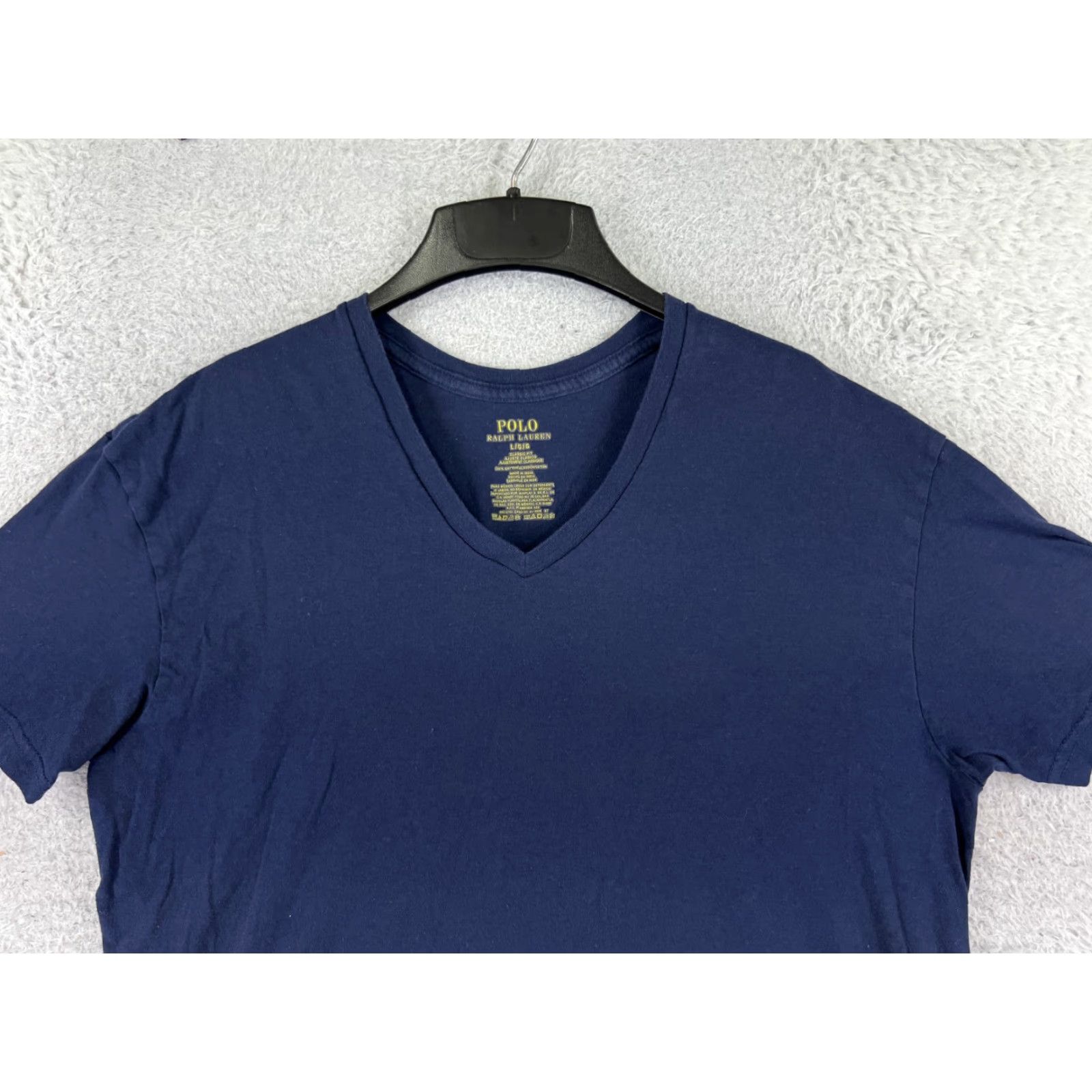 Ralph Lauren VINTAGE Polo Ralph Lauren Shirt Mens Large Blue 100% Cotton Pony V-Neck Short Sleeve - Mens L Blue Polo Shirt Sports Classic 90s Size US L / EU 52-54 / 3 - 4 Thumbnail