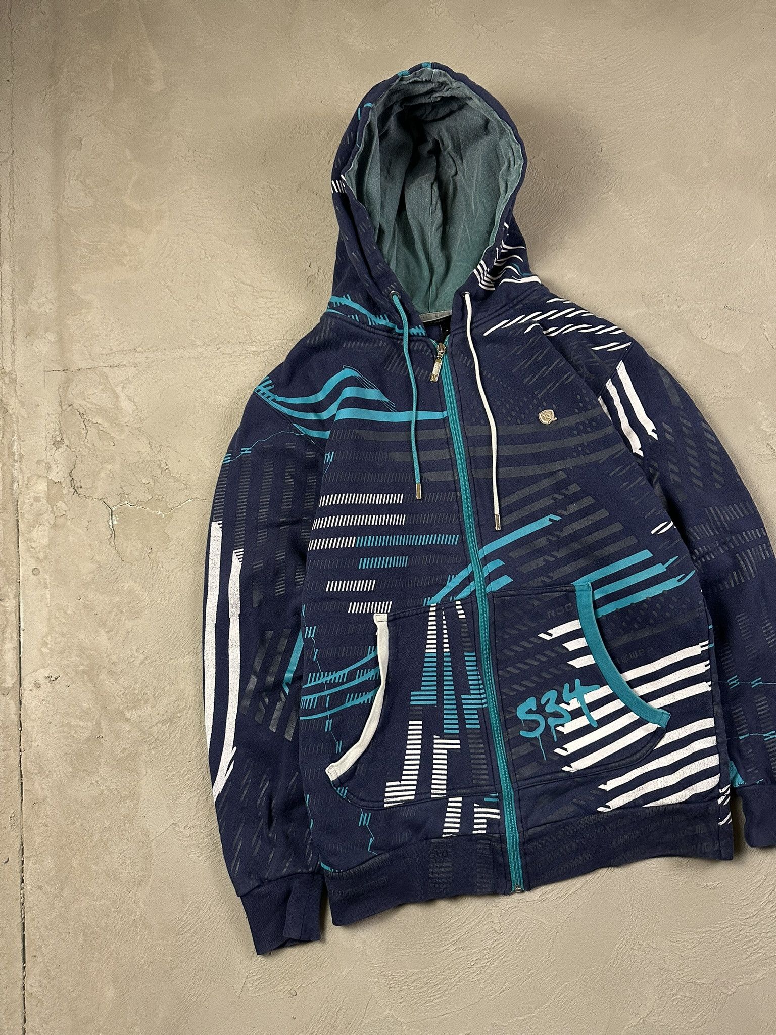 Rocawear Vintage Crazy Y2k Rocawear Fullprint Hiphop Rap Zip Hoodie Size US S / EU 44-46 / 1 - 3 Thumbnail