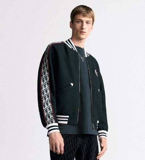 Dior × Kaws o1w1db11025 513J405 Varsity Jacket in Blue Size US L / EU 52-54 / 3 - 3 Thumbnail