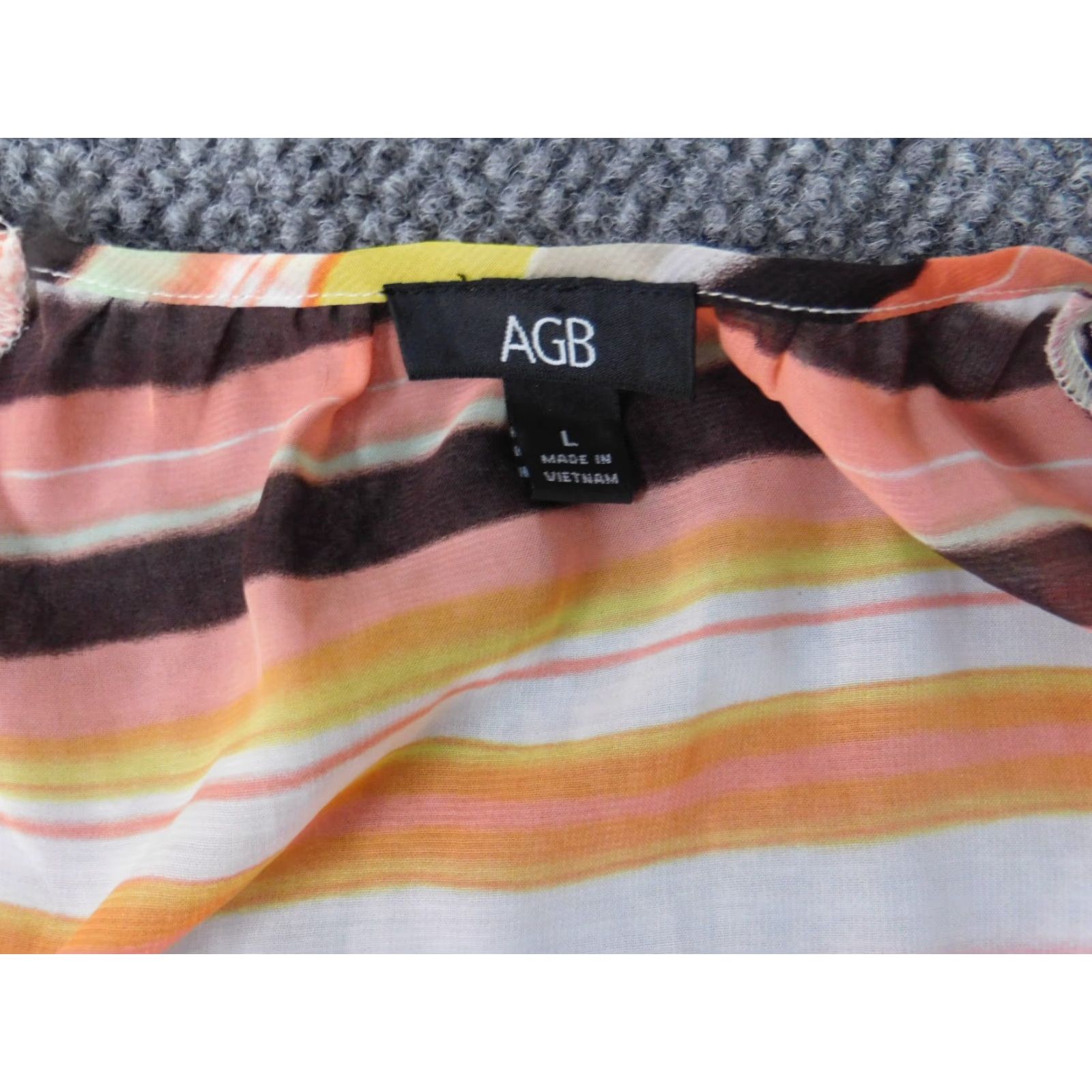 Vintage AGB Blouse Shirt Women Large Orange Stretch Pullover Casual Polyester Rayon Sleeveless Collared Ruffle Size L / US 10 / IT 46 - 7 Thumbnail