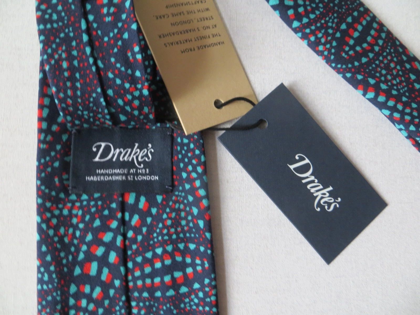 Drake's BOLD PRINT RAW EDGE SILK TIE Size ONE SIZE - 1 Thumbnail