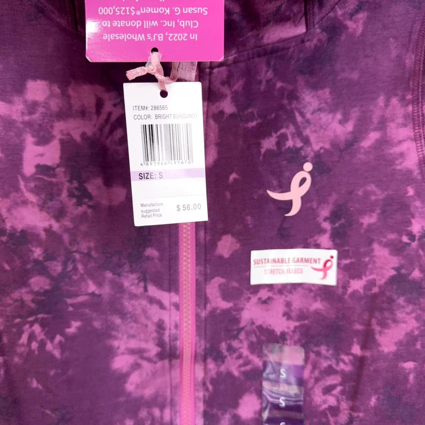 Vintage Susan G. Komen Hoodie Womens Small Purple Tie Dye Full Zip Fleece Awareness NWT Size S / US 4 / IT 40 - 3 Thumbnail