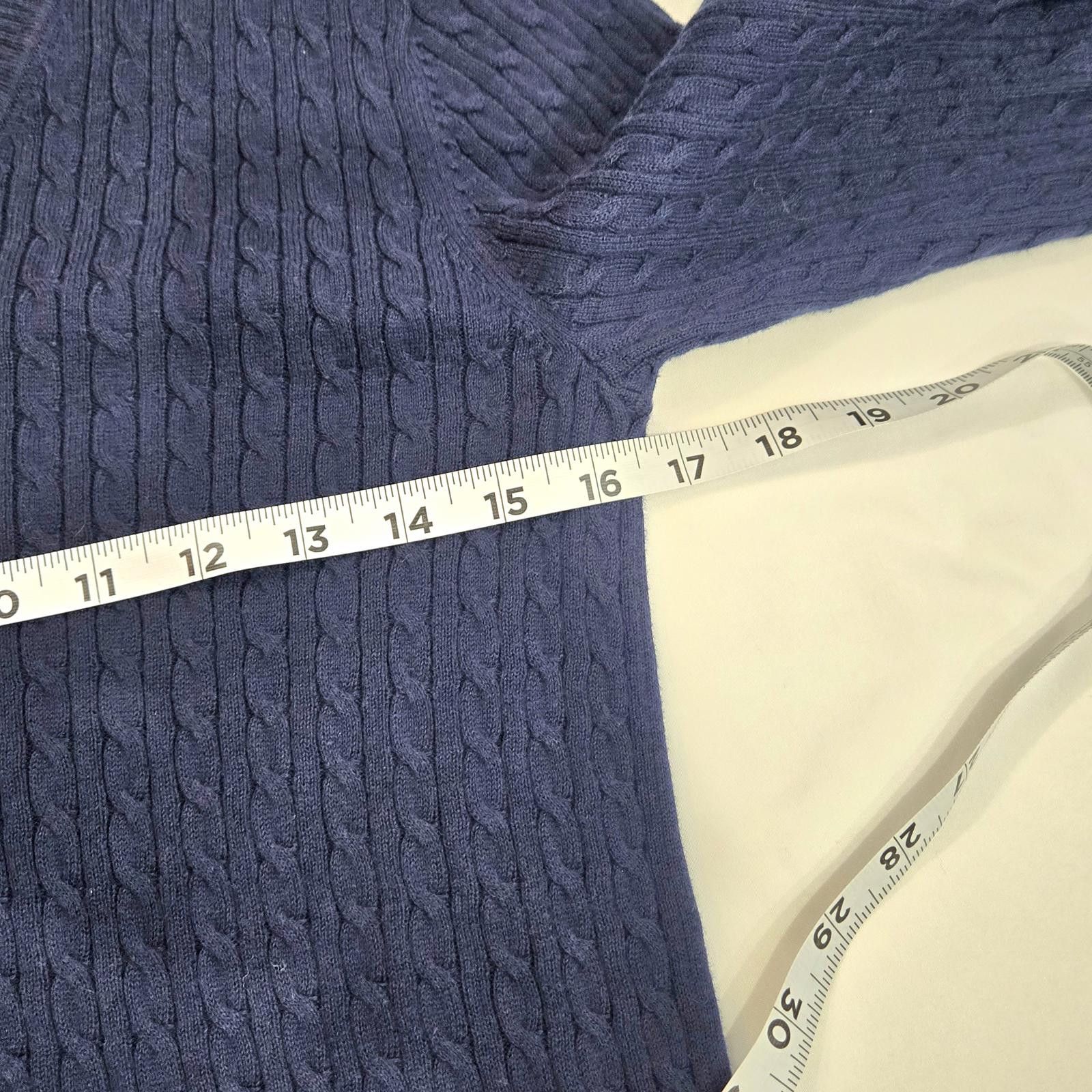 Tommy Hilfiger Tommy Hilfiger Navy V-Neck Cable Knit Sweater Womens M Pima Size M / US 6-8 / IT 42-44 - 4 Thumbnail