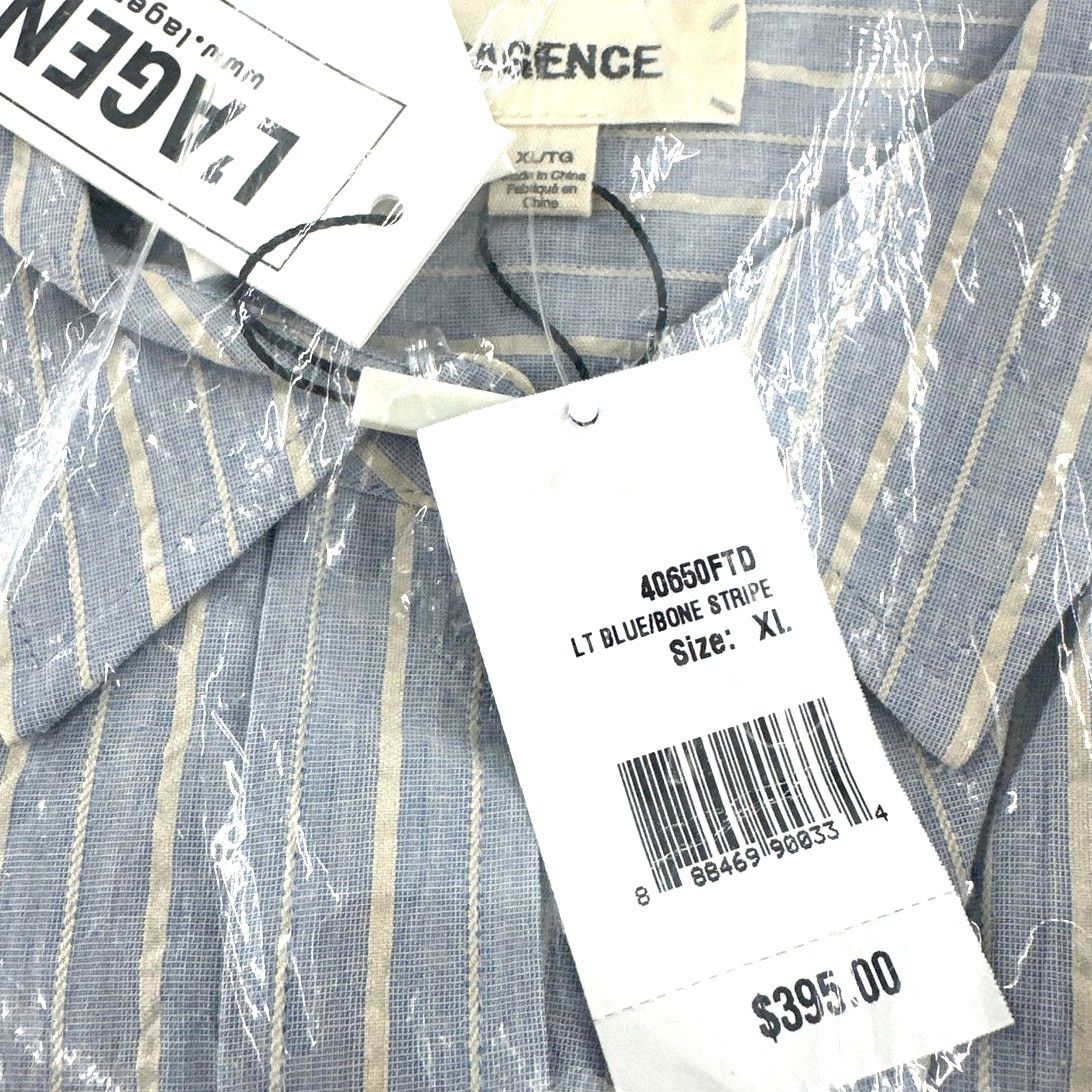 L'AGENCE L'Agence Women's Light Blue/Bone Stripe Daniella Shirt XL Size XL / US 12-14 / IT 48-50 - 4 Thumbnail