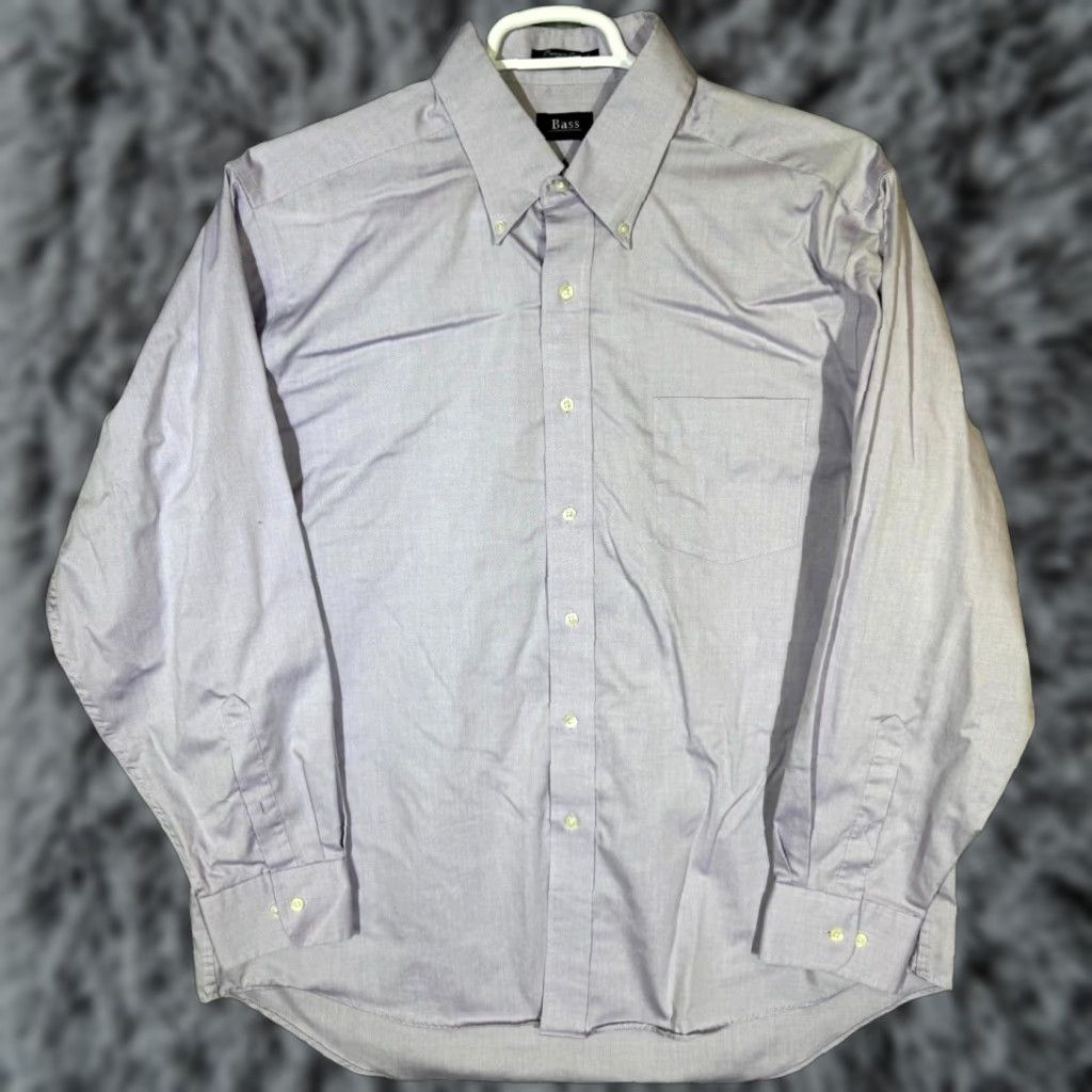 Vintage G.H. Bass & Co. Dress Shirt XL 17–17.5 Purple Wrinkle-Free Cotton Long Sleeve Men Size 46R - 1 Thumbnail