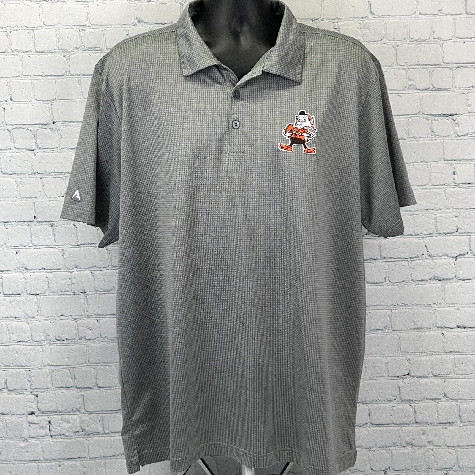 Antigua Cleveland Browns Brownie the Elf Polo Shirt Gray Antigua XL Size US XL / EU 56 / 4 - 2 Thumbnail
