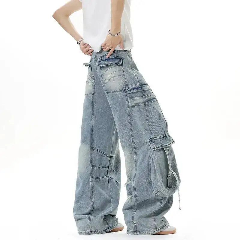 Japanese Brand Extra Wide Leg Multi-pocket Baggy Jeans Size US 34 / EU 50 - 3 Thumbnail