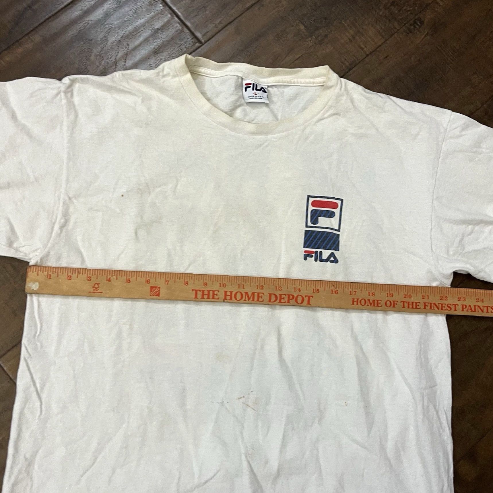 Fila VINTAGE FILA T Shirt Men's Large White 90s Tennis Cotton Double Sided Made in USA Size US L / EU 52-54 / 3 - 7 Thumbnail