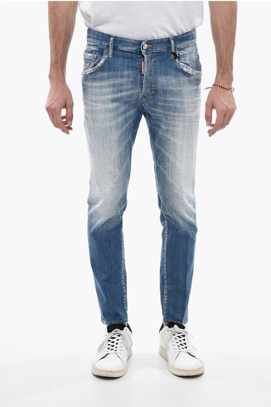 image of Dsquared2 Skater Fit Delavè Denims With Belt Loops 15Cm in Light Blue, Men's (Size 30)