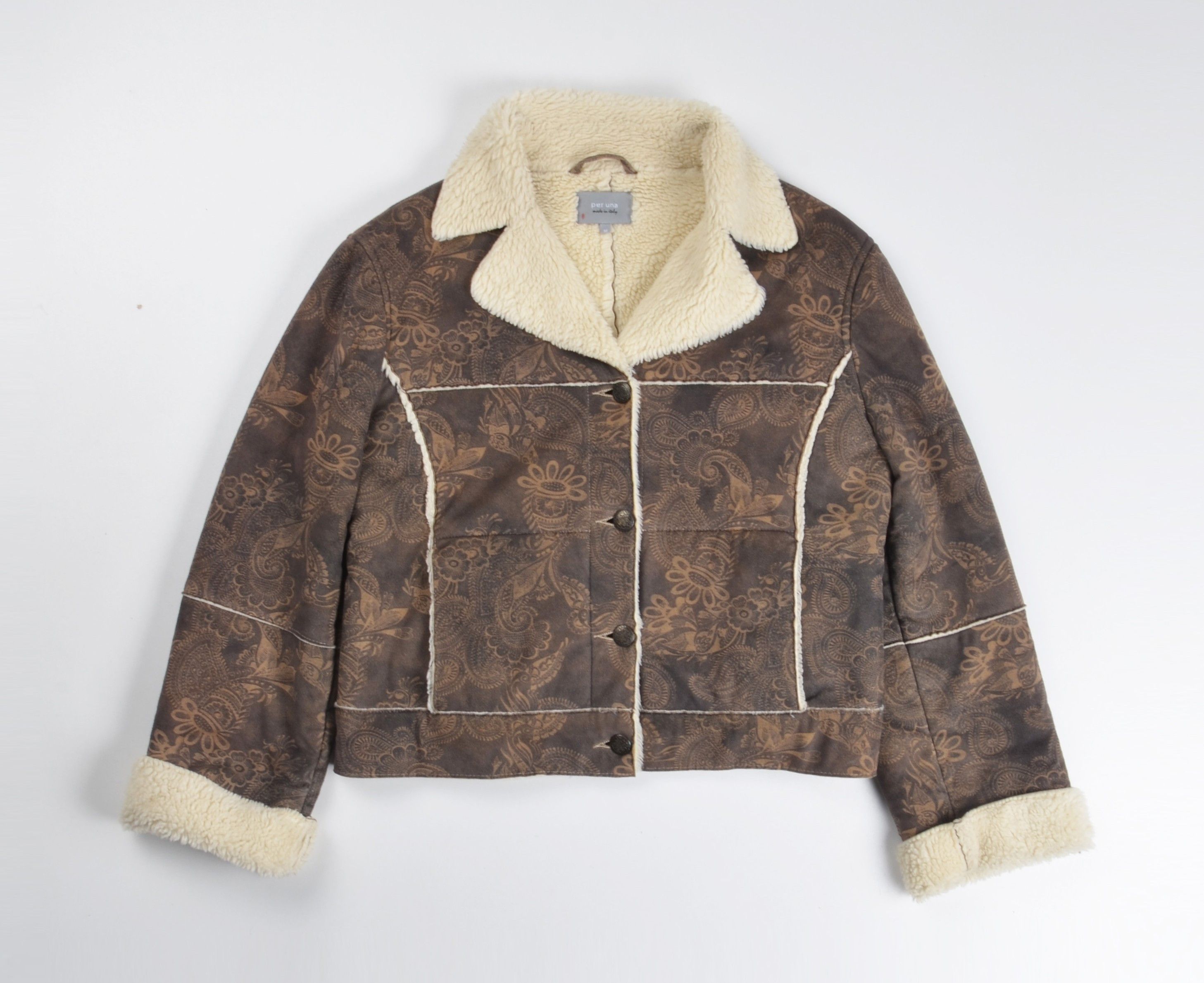 Vintage Per Una Vintage Y2K Boho Floral Faux Shearling Jacket Size M / US 6-8 / IT 42-44 - 1 Thumbnail