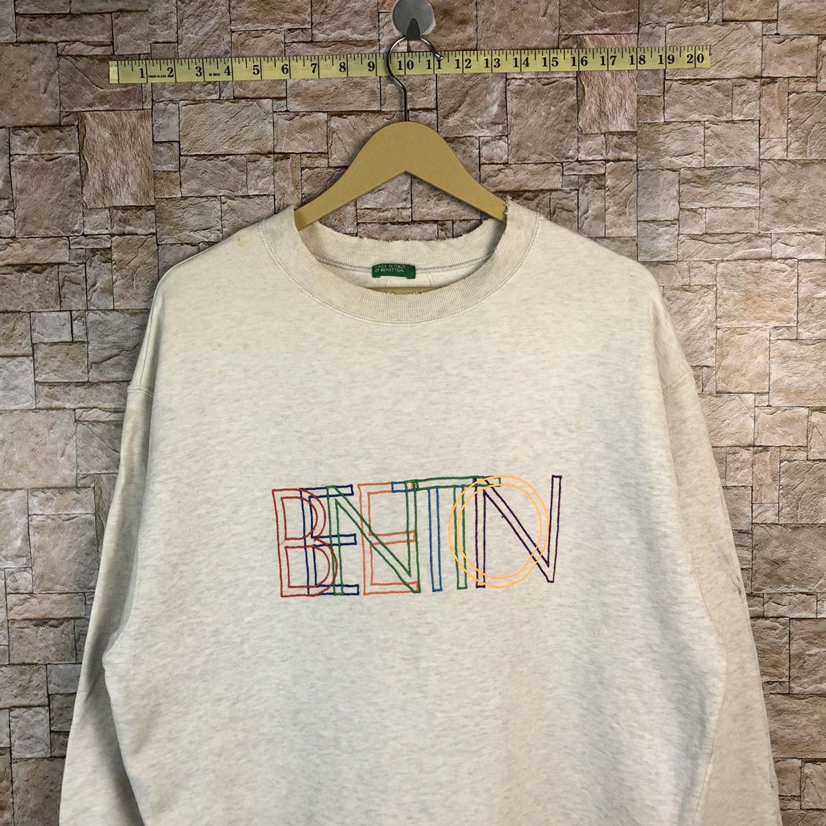 Benetton Made Italy Of Benneton vintage Cream Sweatshirt #A505 Size US M / EU 48-50 / 2 - 2 Thumbnail