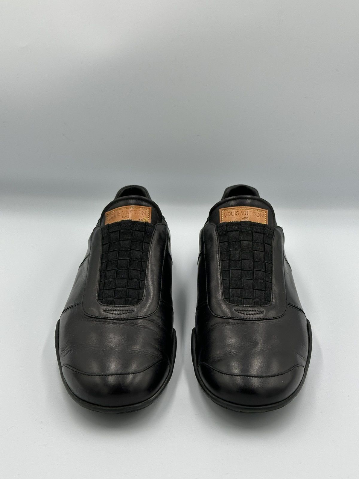 Louis Vuitton Louis Vuitton Black Leather Slip-On Sneakers Woven Panel Size US 9 / EU 42 - 3 Thumbnail