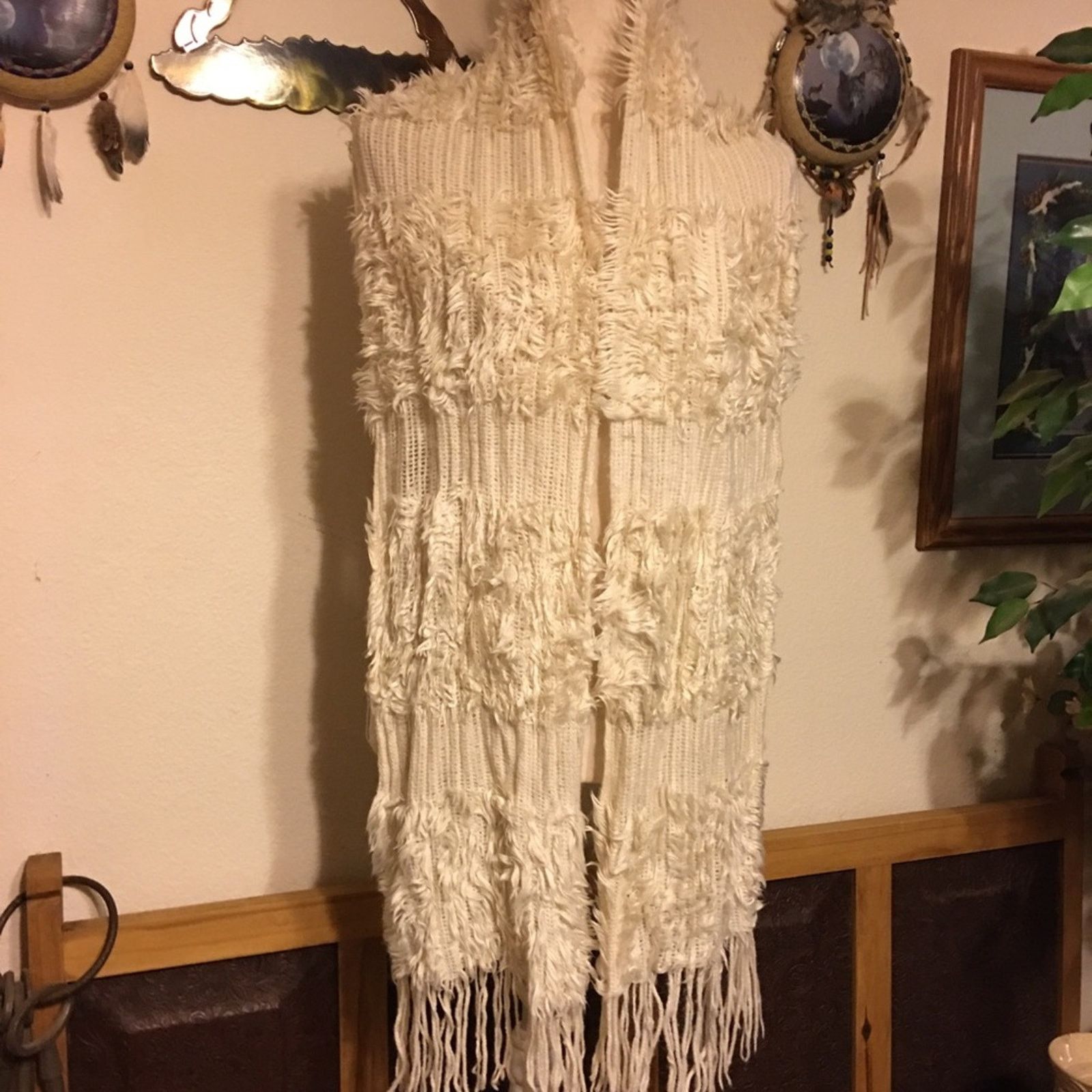 Other Cream faux fur and knit scarf wrap 10”x80” Size ONE SIZE - 3 Thumbnail