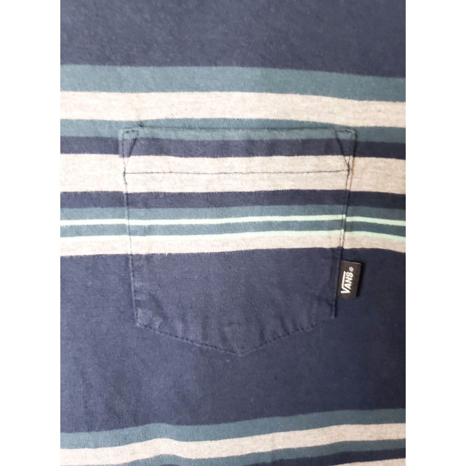 Vans VANS Off The Wall Men's S Pocketed Striped T-Shirt Short Sleeve Blue White Green Size US S / EU 44-46 / 1 - 4 Thumbnail