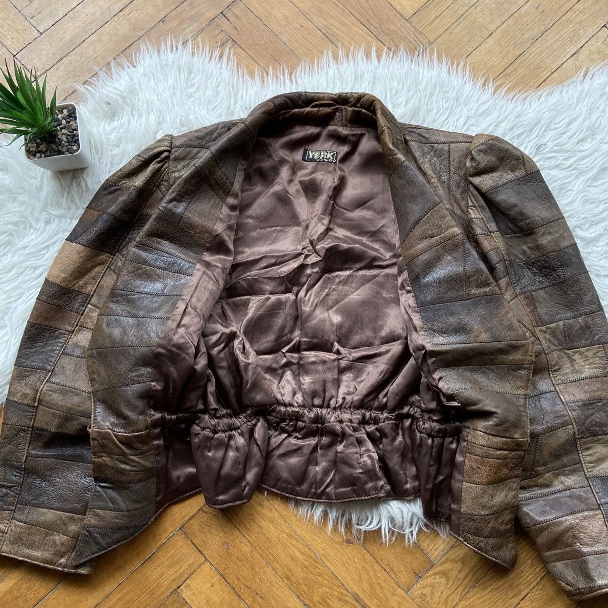 Japanese Brand 📌 Vintage York Patchwork Leather Y2K Brown Distressed Jacket Size L / US 10 / IT 46 - 9 Thumbnail