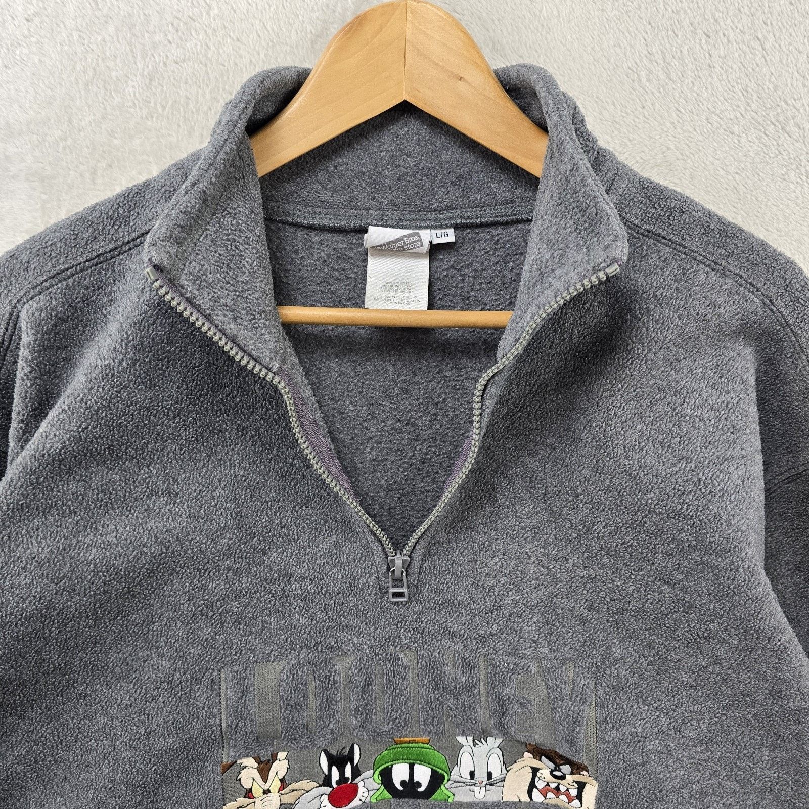 Warner Bros Vintage Looney Tunes 1/4 Zip Fleece Large Taz Wile Bugs Y2K Size US L / EU 52-54 / 3 - 5 Thumbnail