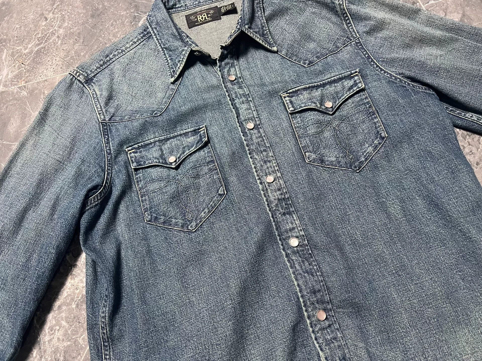 RRL Ralph Lauren denim long sleeve western shirt Size US M / EU 48-50 / 2 - 2 Thumbnail