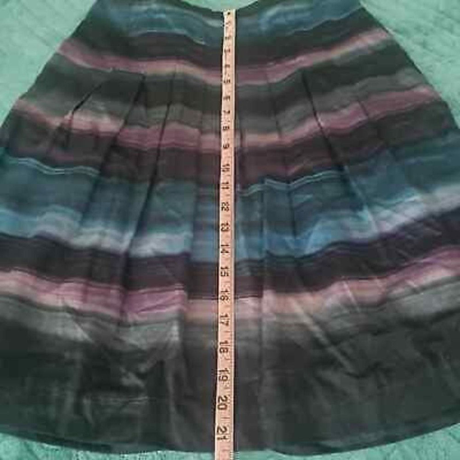 Loft LOFT Pleated Cotton Skirt 2P Multicolor Horizontal Stripes Size 26" / US 2 / IT 38 - 5 Thumbnail