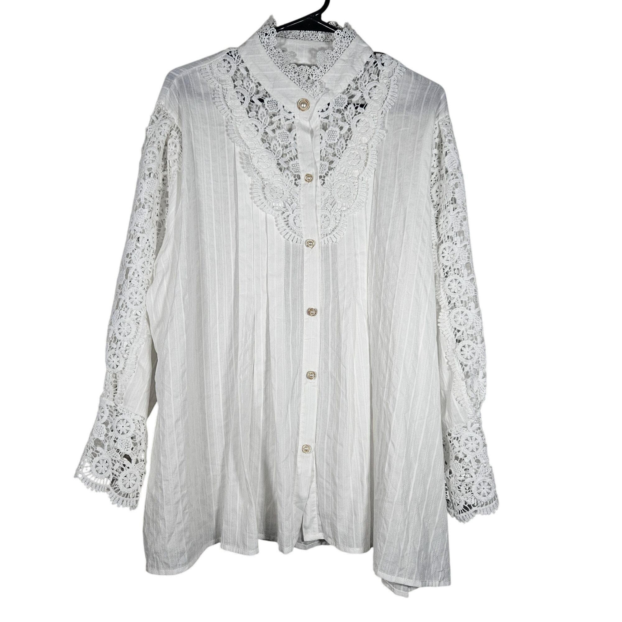 Other Regal White Boho Lace Button Up Blouse Woman’s 4XL Victorian Size 4XL / US 24-26 - 2 Thumbnail