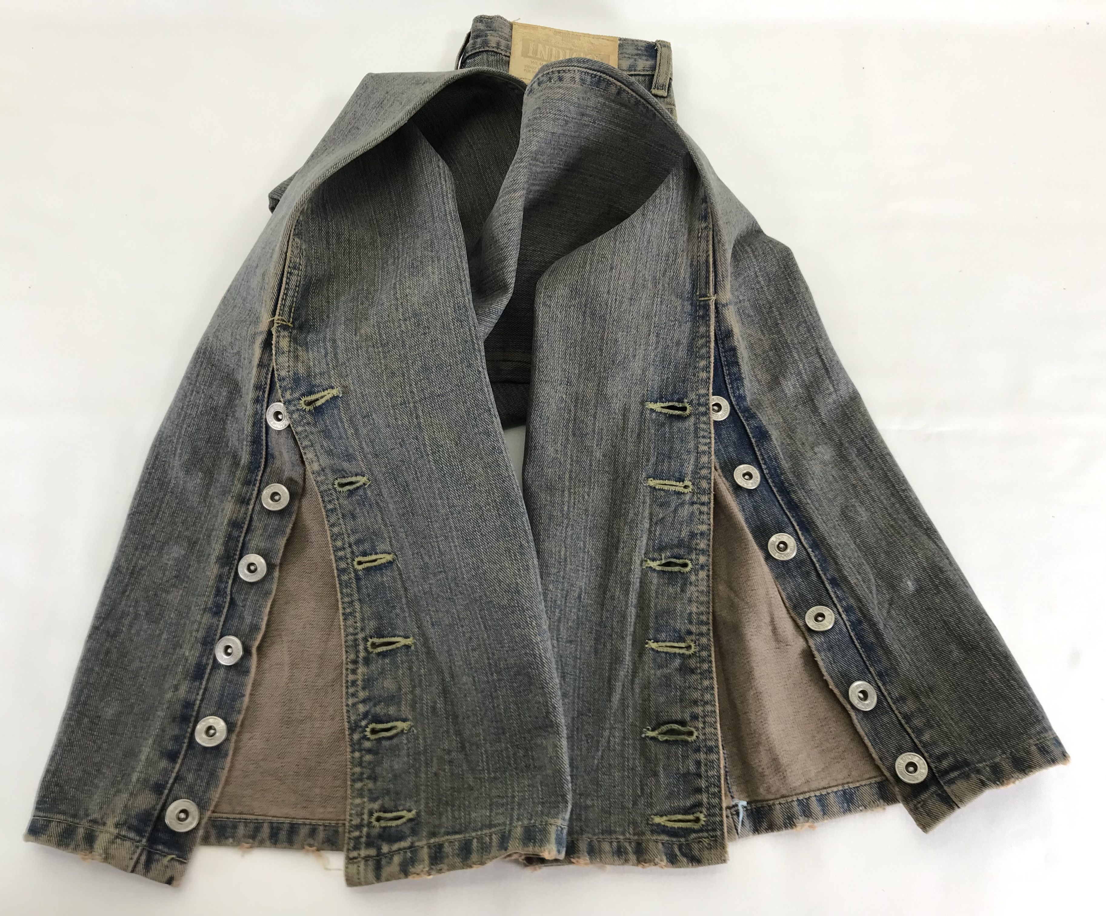Indigo Vintage Indigo Mud Wash Button Leg Flare Jeans Size 25" / US 0 / IT 36 - 12 Thumbnail