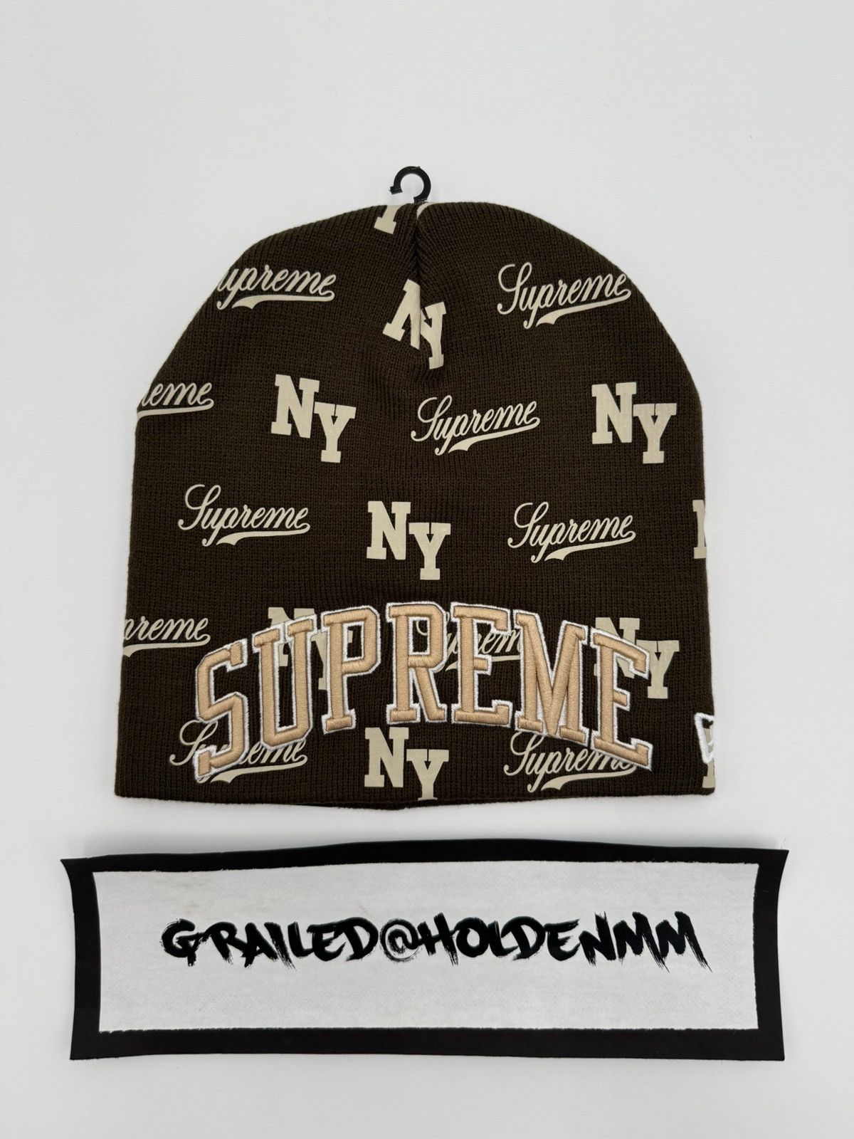 New Era × Supreme Supreme New Era Monogram Beanie Brown Size ONE SIZE - 3 Thumbnail