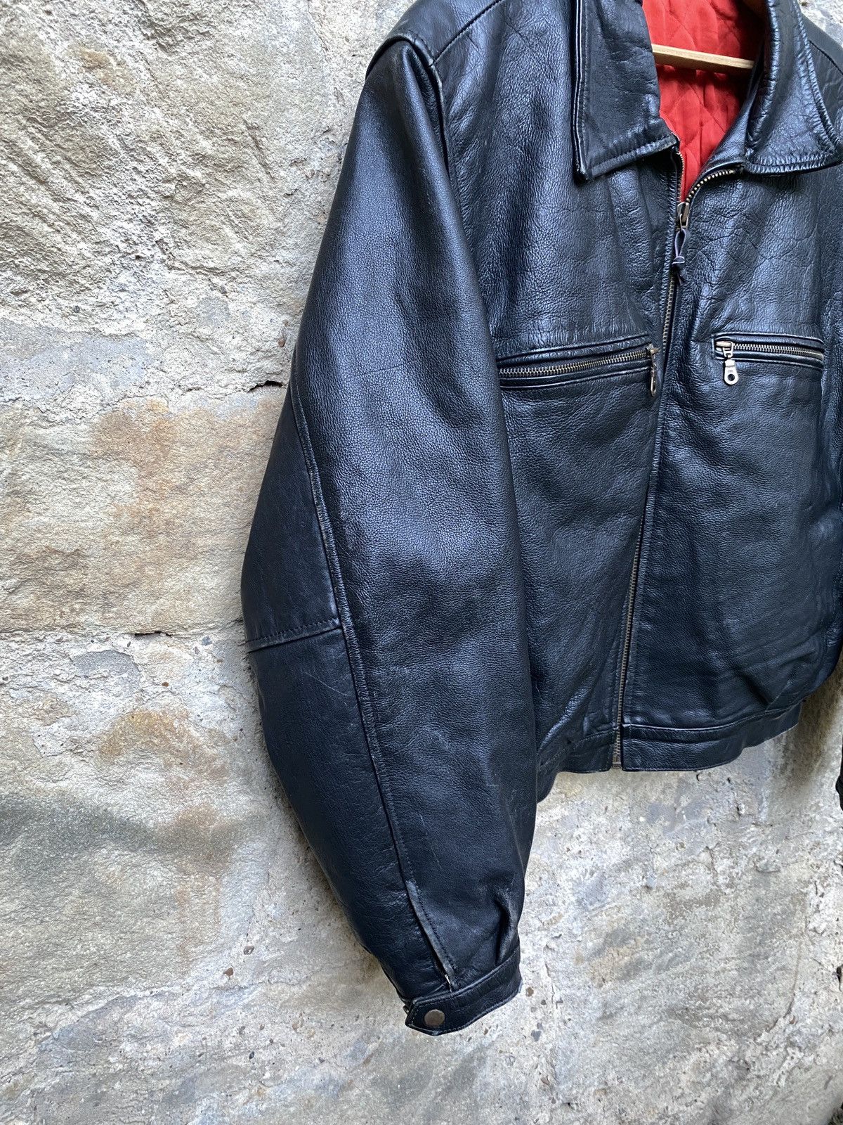 Vintage Vintage 80s Oversized Motorcycle Bomber Leather Jacket Size US L / EU 52-54 / 3 - 5 Thumbnail