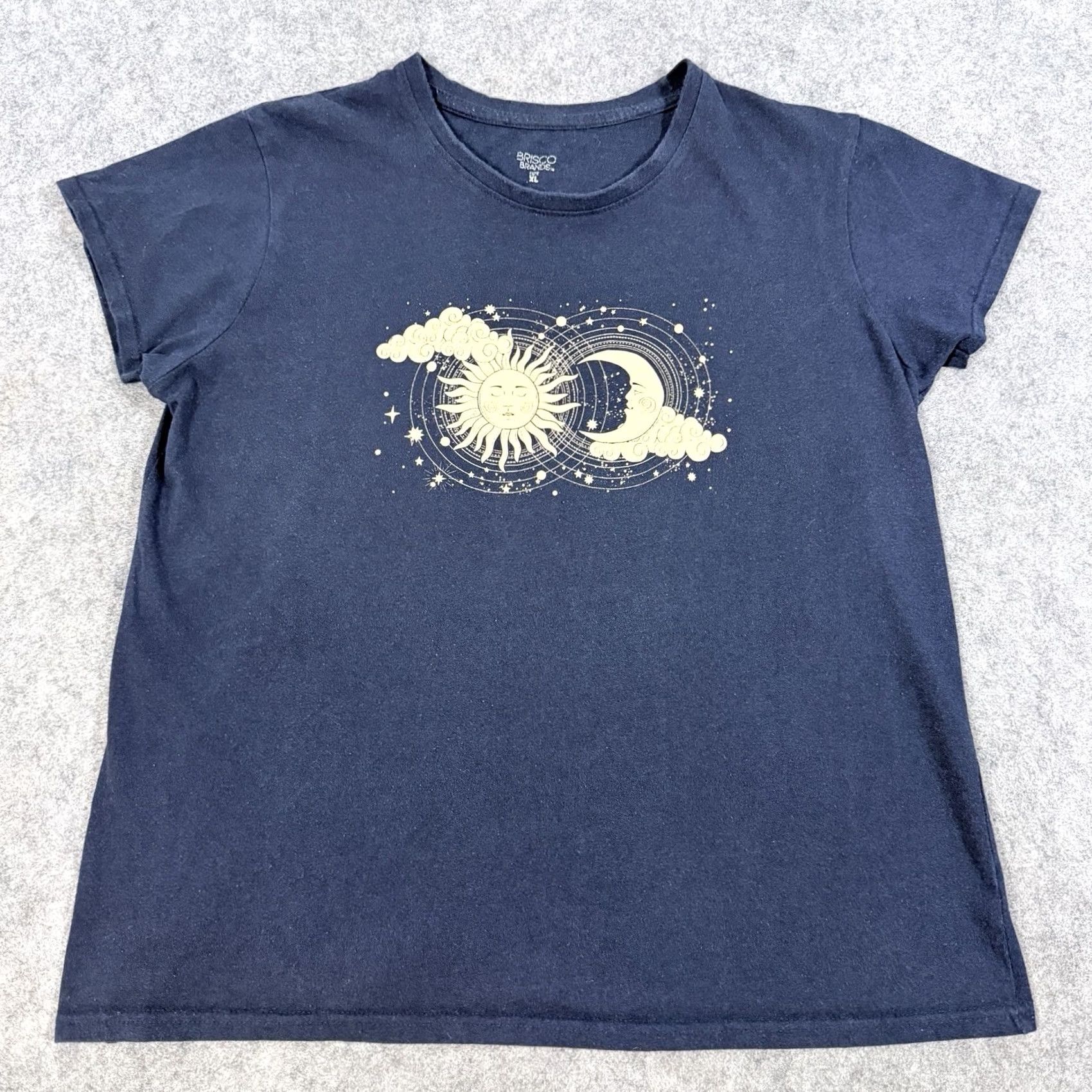 Vintage Brisco Brands Sun And Moon Graphic Print T-Shirt Womens XL Navy Blue Casual Shirt Size XL / US 12-14 / IT 48-50 - 2 Thumbnail