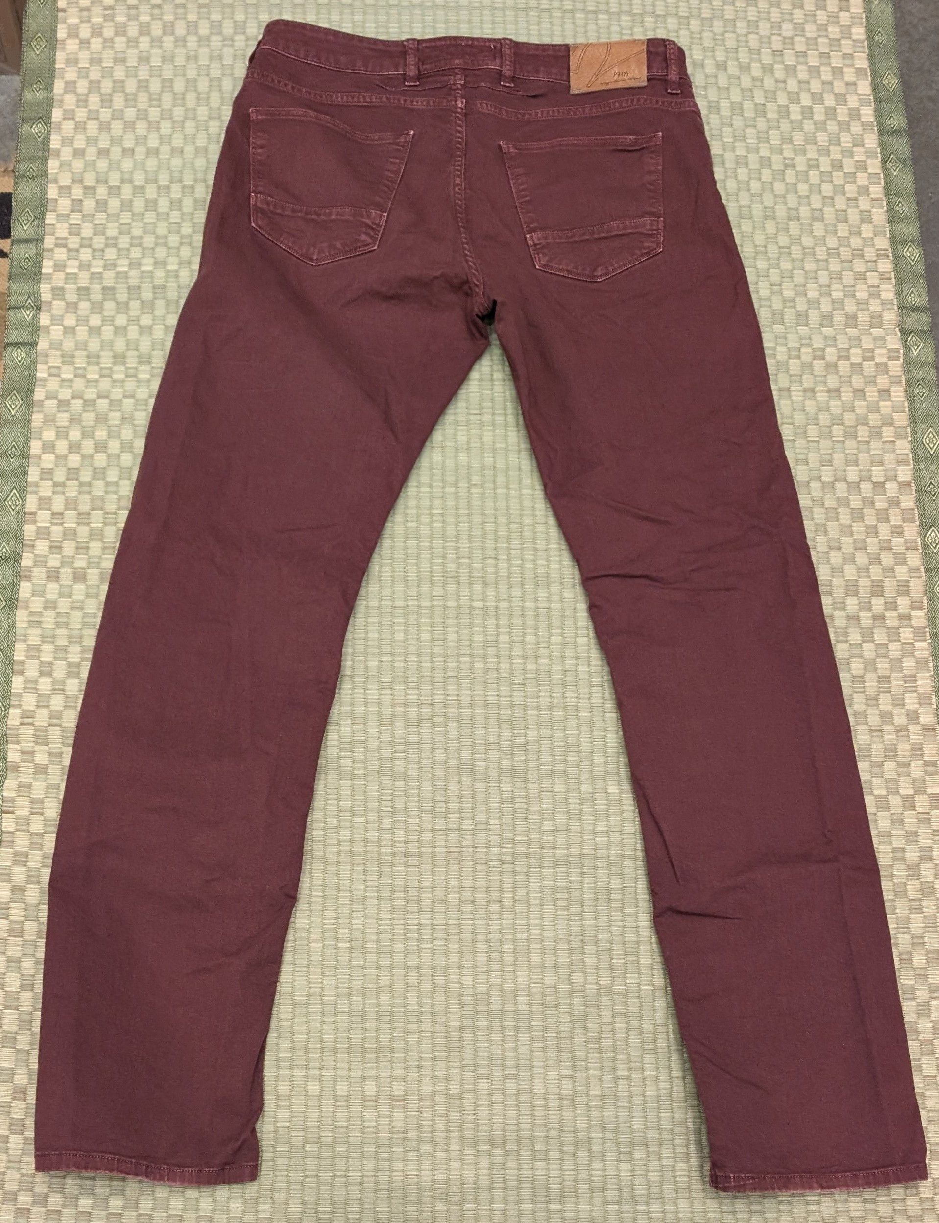 PT Torino PT05 Slim Fit 5-Pocket Pants Stretch Wine Red Size US 33 - 2 Thumbnail
