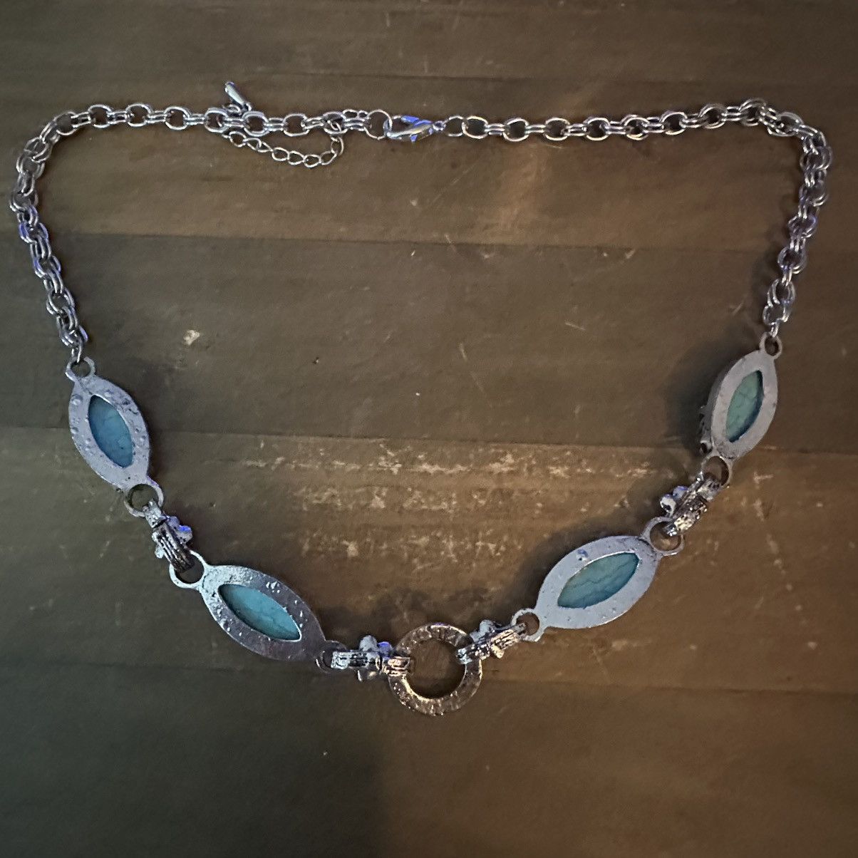 Other Silver tone turquoise and flowers link necklace Size ONE SIZE - 5 Thumbnail
