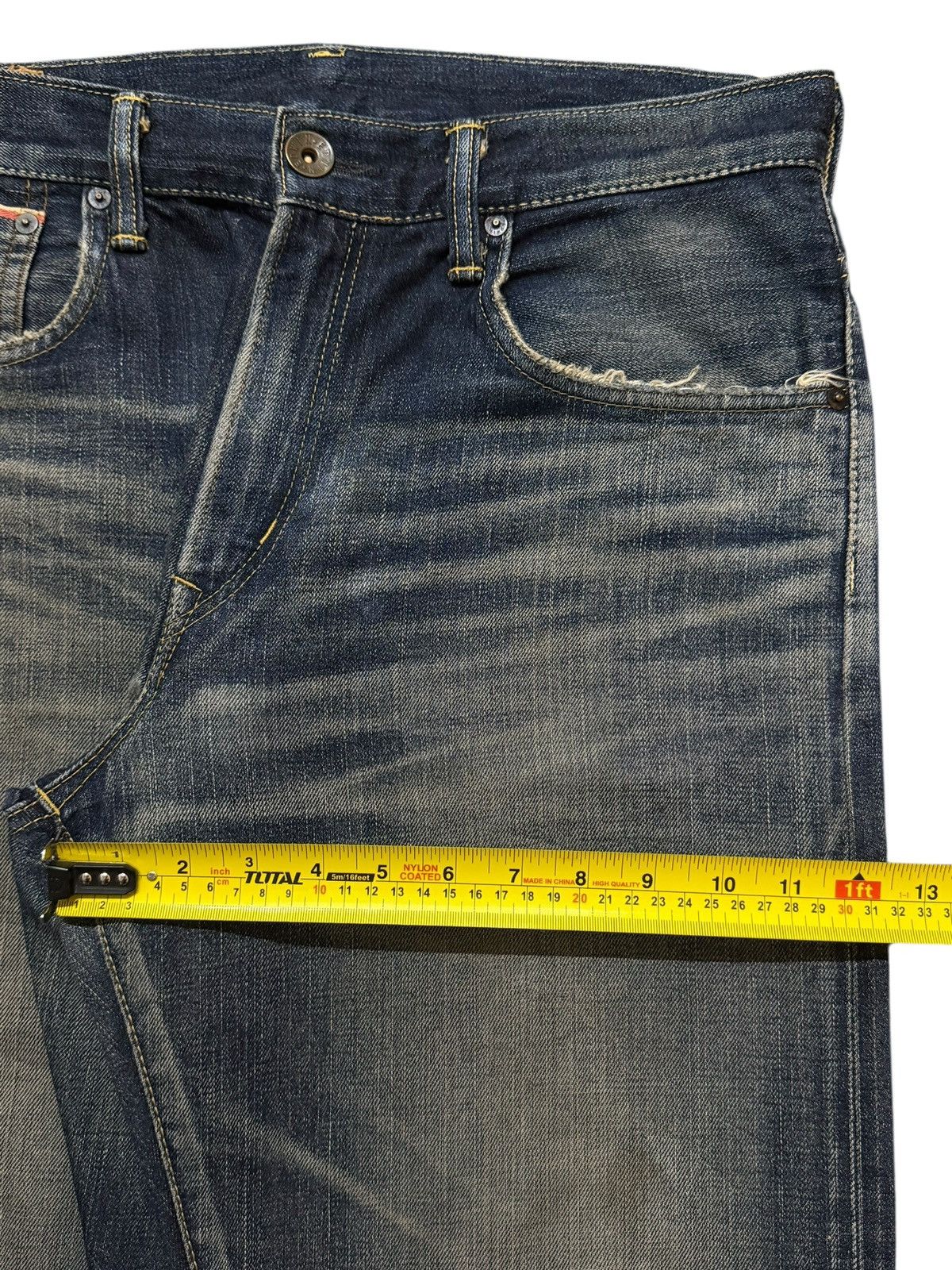 Edwin Vintage 90s Japan Edwin 505z Selvedge Faded Whisker Straight Size US 33 - 15 Thumbnail