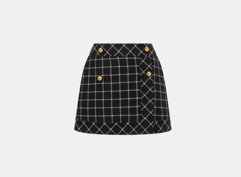 Dior o1w1db11225 450J12 Wrap Mini Skirt in Black/White Size 27" / US 4 / IT 40 - 1 Thumbnail
