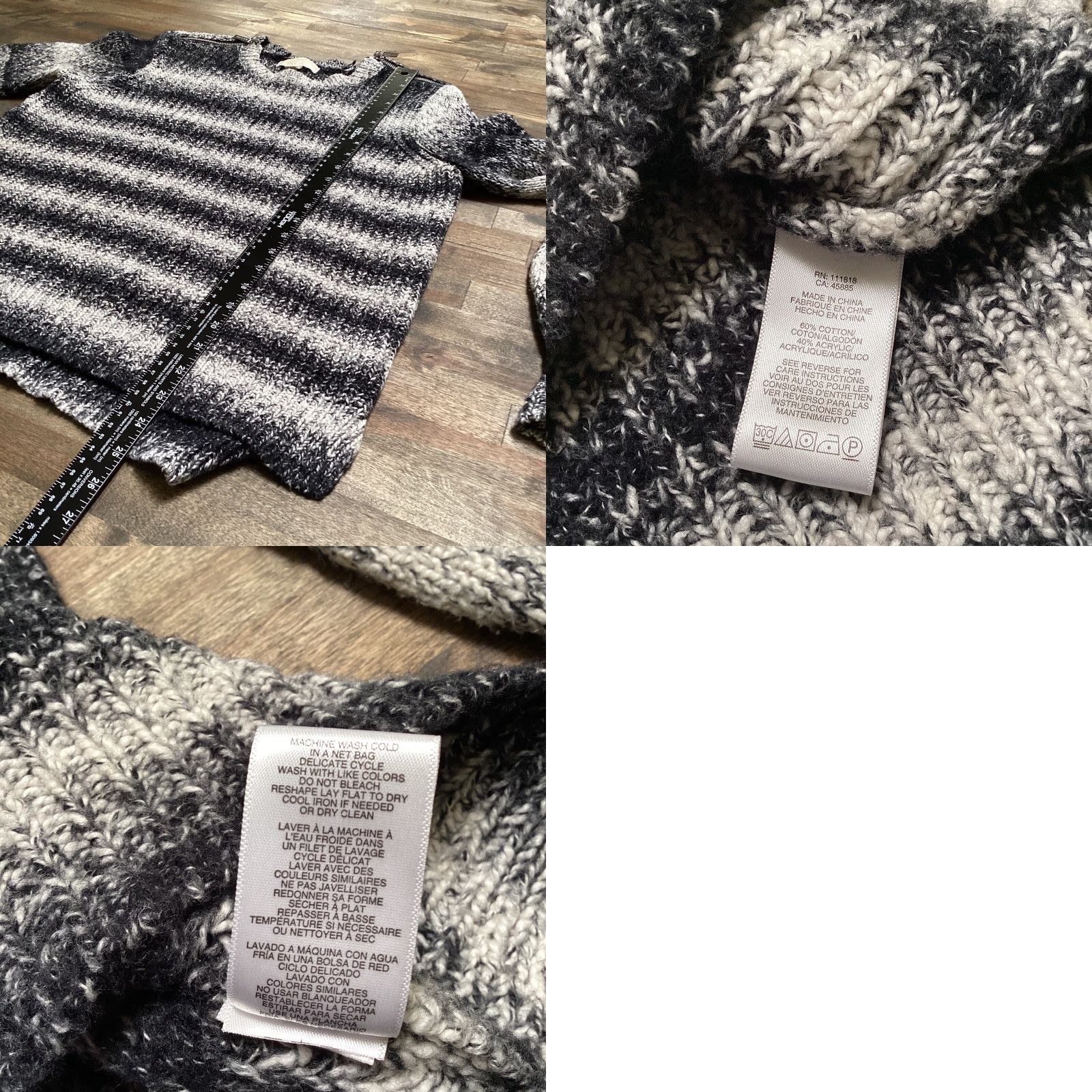 Michael Kors Michael Kors Sweater Women L Black Gray Stripes Zipper Detail Pullover Cozy Size L / US 10 / IT 46 - 8 Thumbnail
